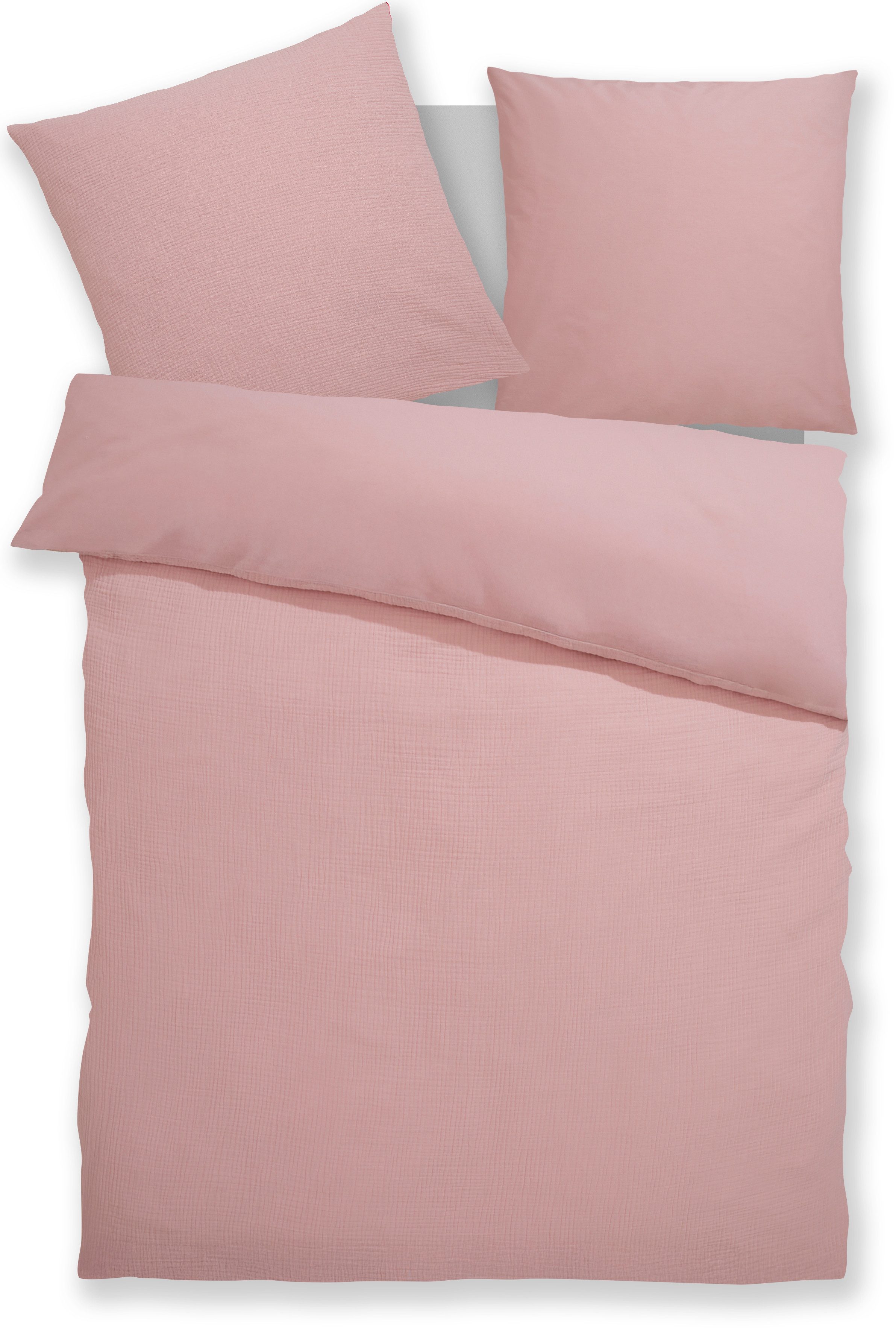 OTTO home Wendebettwäsche Sari3, Musselin, Renforcé, 2 teilig, NEUHEIT: aus 100% Baumwolle in weichem Musselin, Rückseite Renforcé