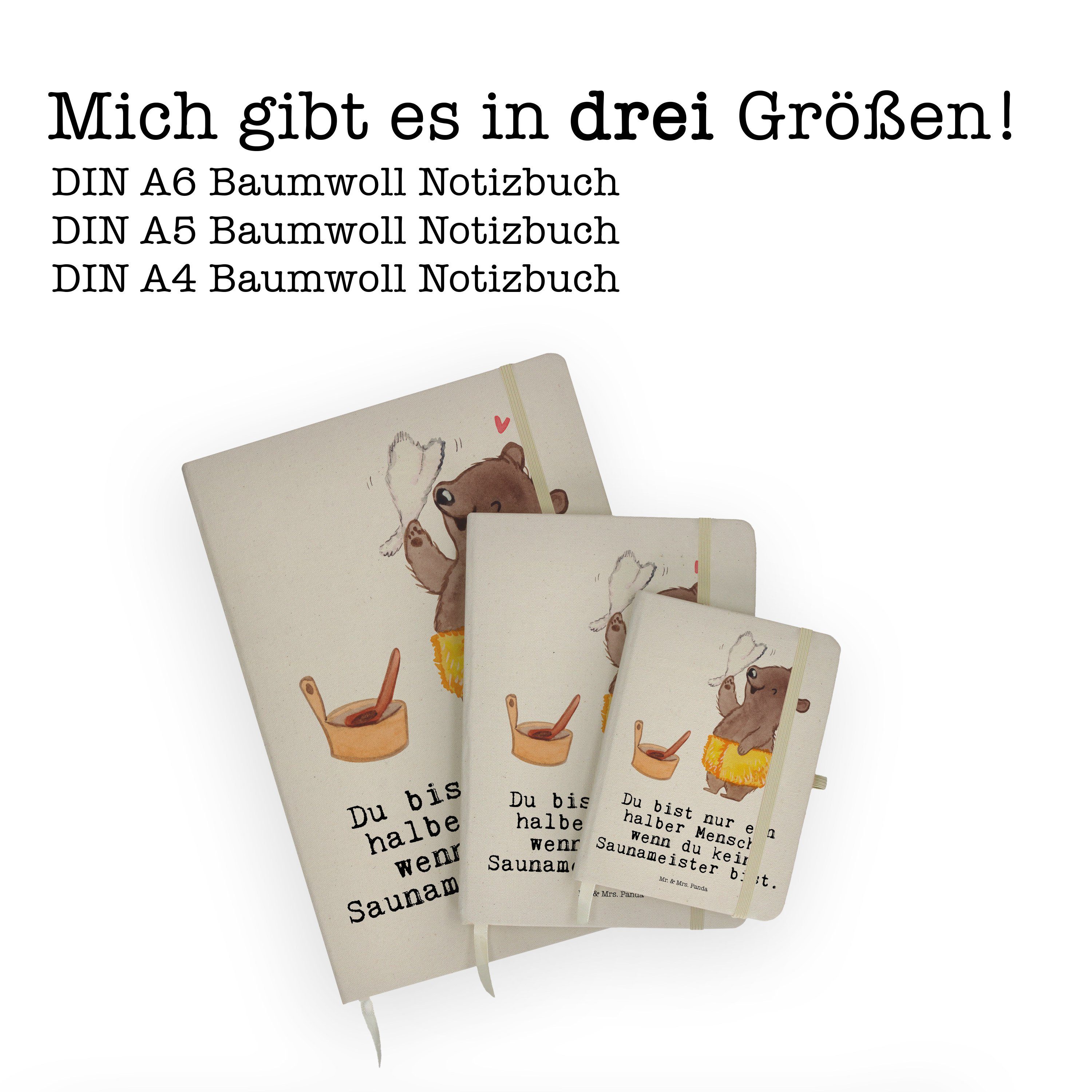 Mr. & Mrs. Panda Notizbuch & Geschenk, - Panda Adressbuch, Transparent Herz - mit Firma, Saunameister Mrs. Mr. No