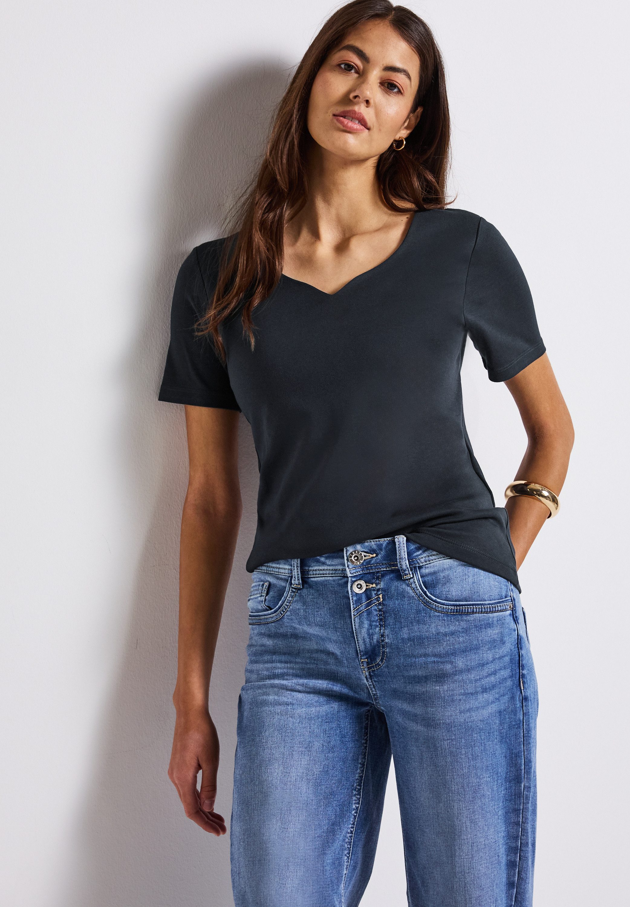 STREET ONE T-Shirt mit Herzausschnitt günstig online kaufen