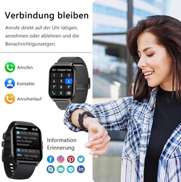ZOSKVEE Smartwatch (2 Zoll, Android iOS), Fitnesstracker Farbdisplay mit Telefonfunktion Schlafmonitor Sportuhr