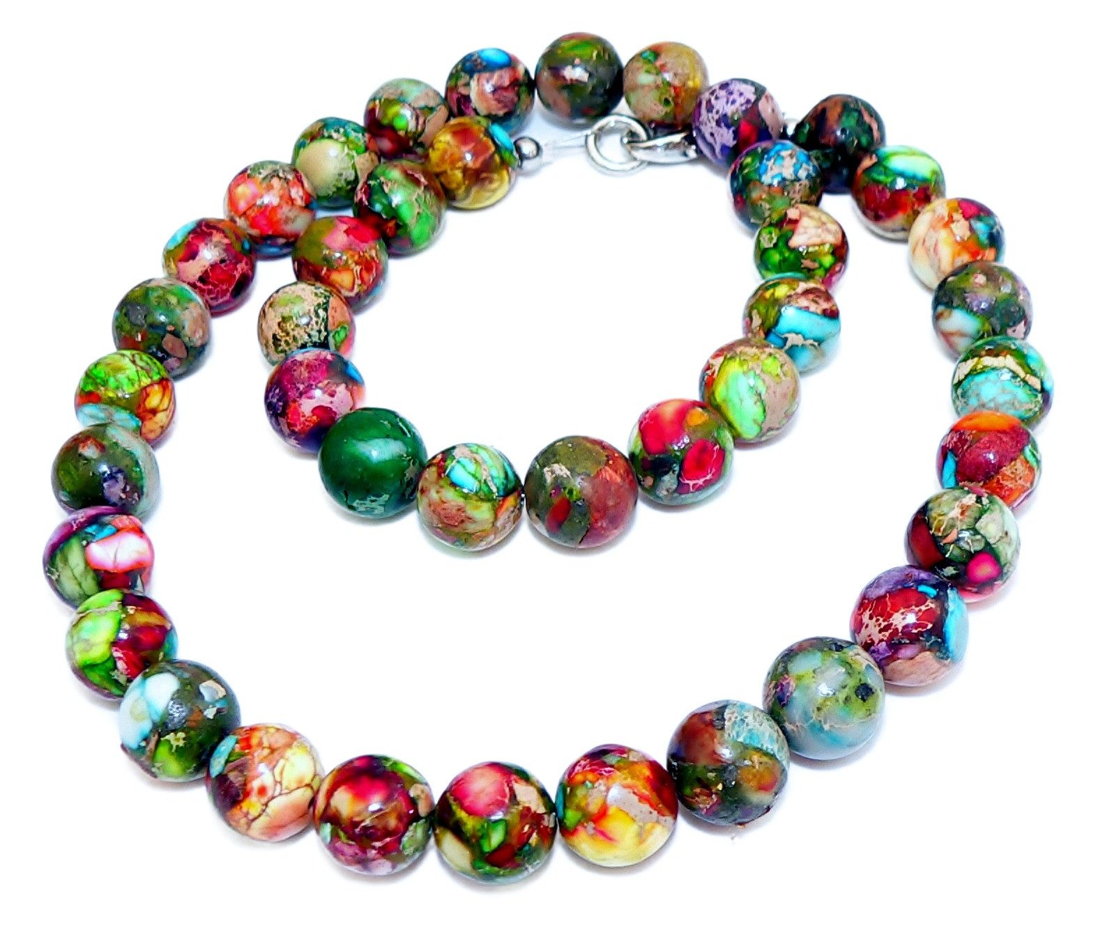 traumschmuck Kette ohne Anhänger 188a Halskette Edelstein Impression Sedimet Jaspis multicolor (Geschenk, Muttertag, Weihnachten, Geburtstag, Valentinstag, inkl Schmuckbox), Made in Germany, handgefertigt