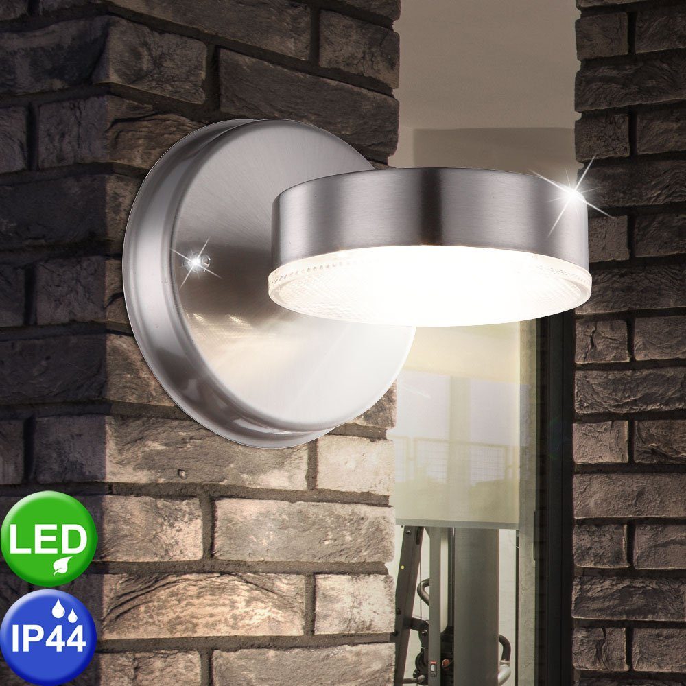 Globo Außen-Wandleuchte, LED-Leuchtmittel fest Watt Lampe Wand 7 Außen verbaut, Leuchte Lumen IP44 LED Edelstahl 450 Warmweiß, Design