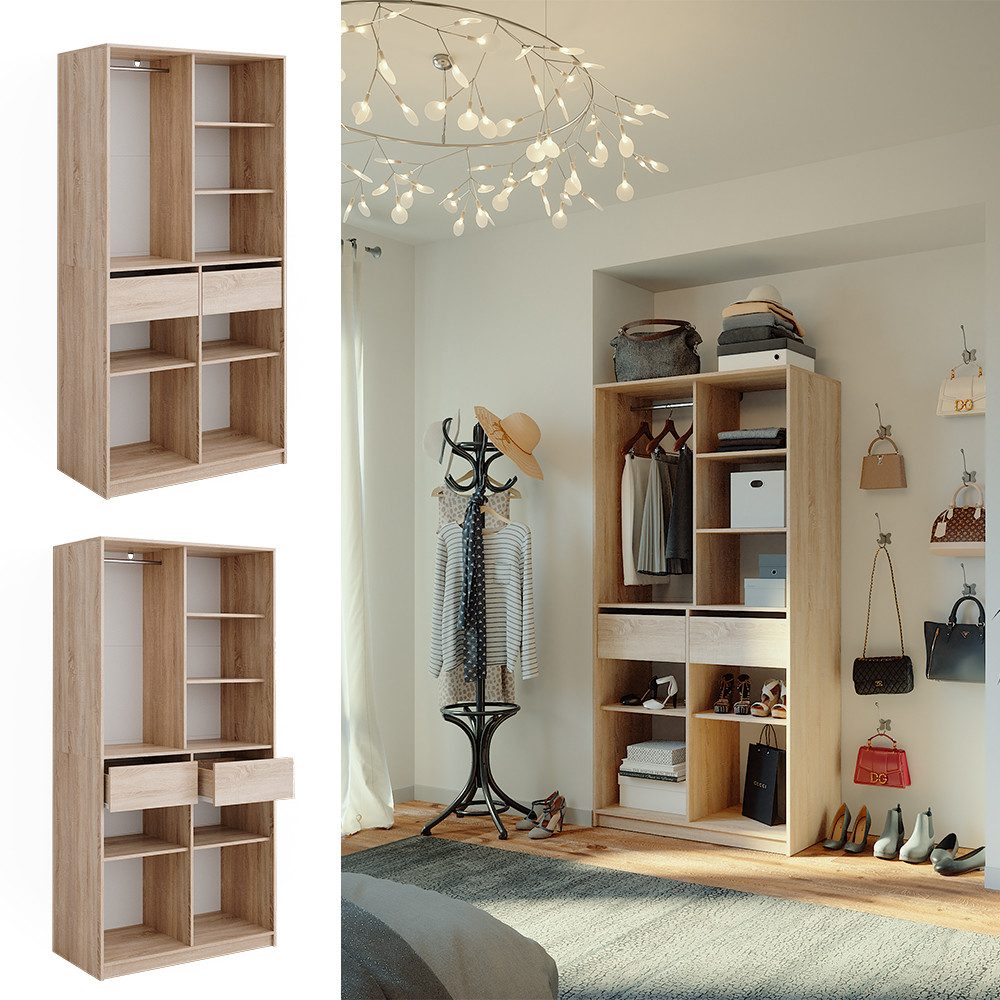 Vicco Kleiderschrank Elmo, Sonoma, 100 x 200 cm mit 2 Schubladen günstig online kaufen