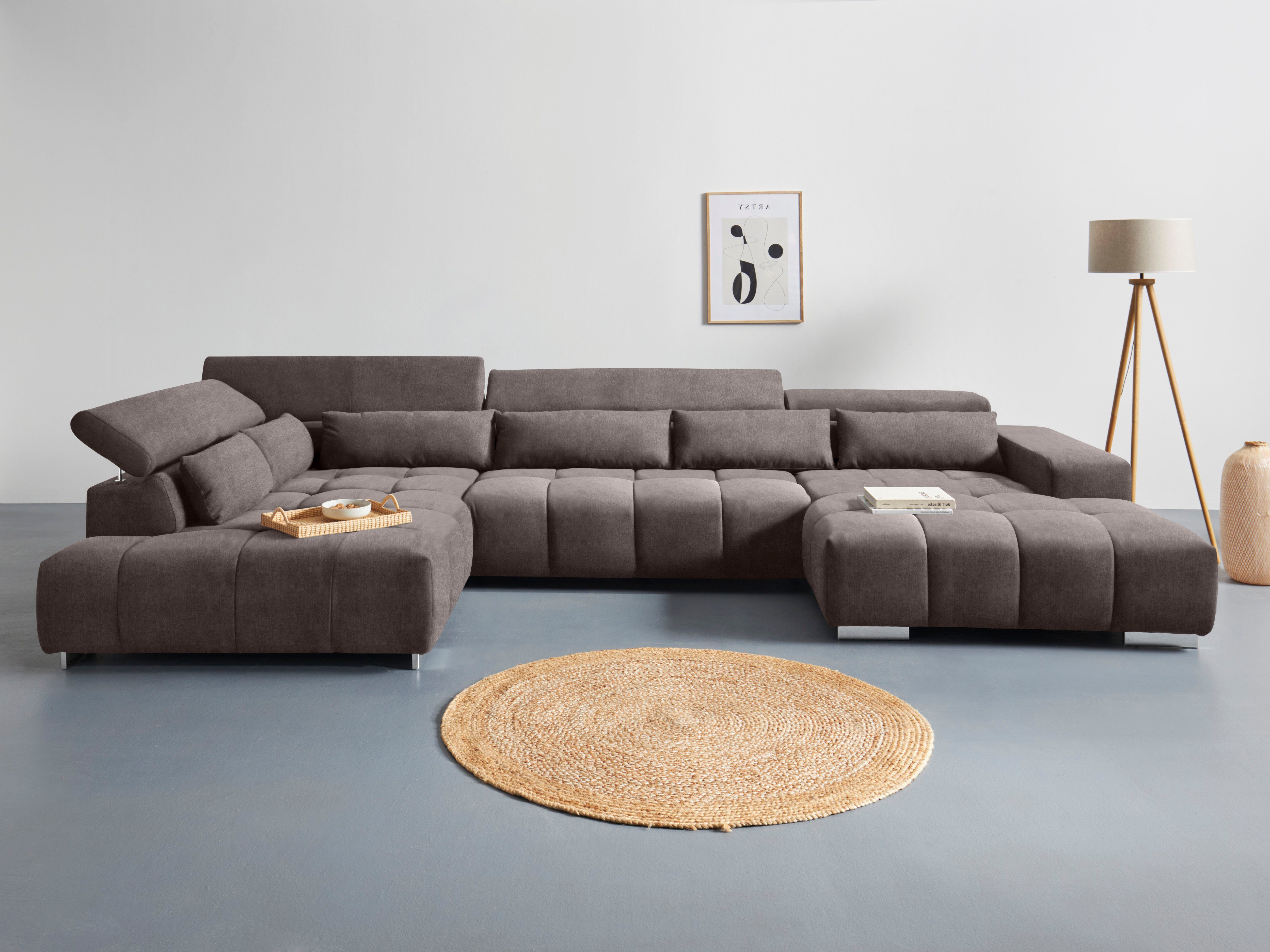 COTTA Wohnlandschaft "Orion U-Form", mit Kopfteilverstellung & 6 Nierenkiss günstig online kaufen