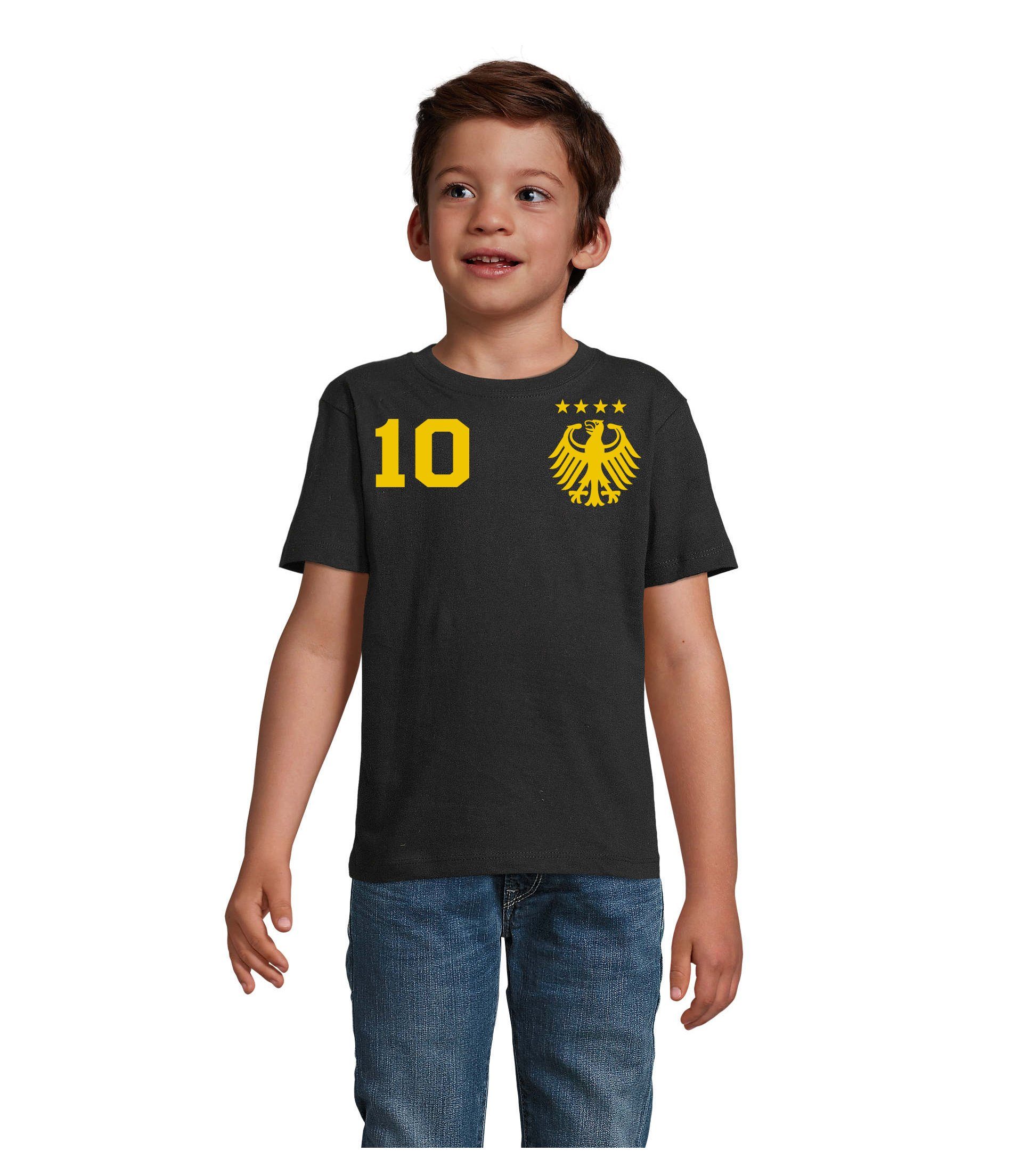 T-Shirt Fußball Kinder EM Meister Deutschland Blondie Sport Brownie Germany & Gold/Schwarz Trikot