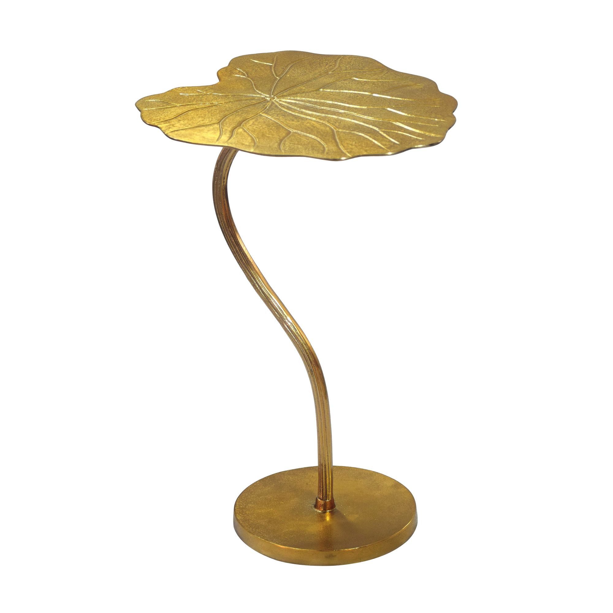 Wohnling Beistelltisch WL7.484 Anstelltisch Metall Gold 40x38cm Blattform Couchtisch Tisch (Florales Möbelstück in edler Blattoptik), Komplett aus lackiertem Metall gefertigt