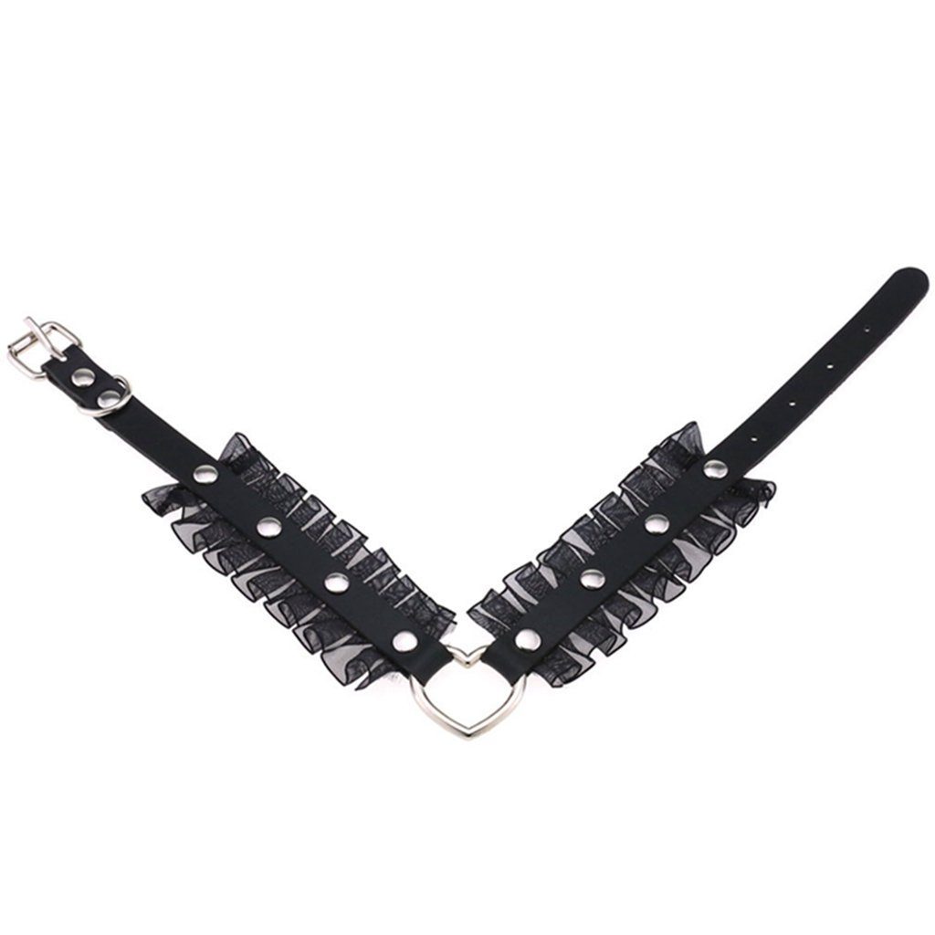 verstellbare Punk-Lolita-Herz-Halskette Damen, Kettengürtel WaKuKa Schwarz für Choker-Halskette