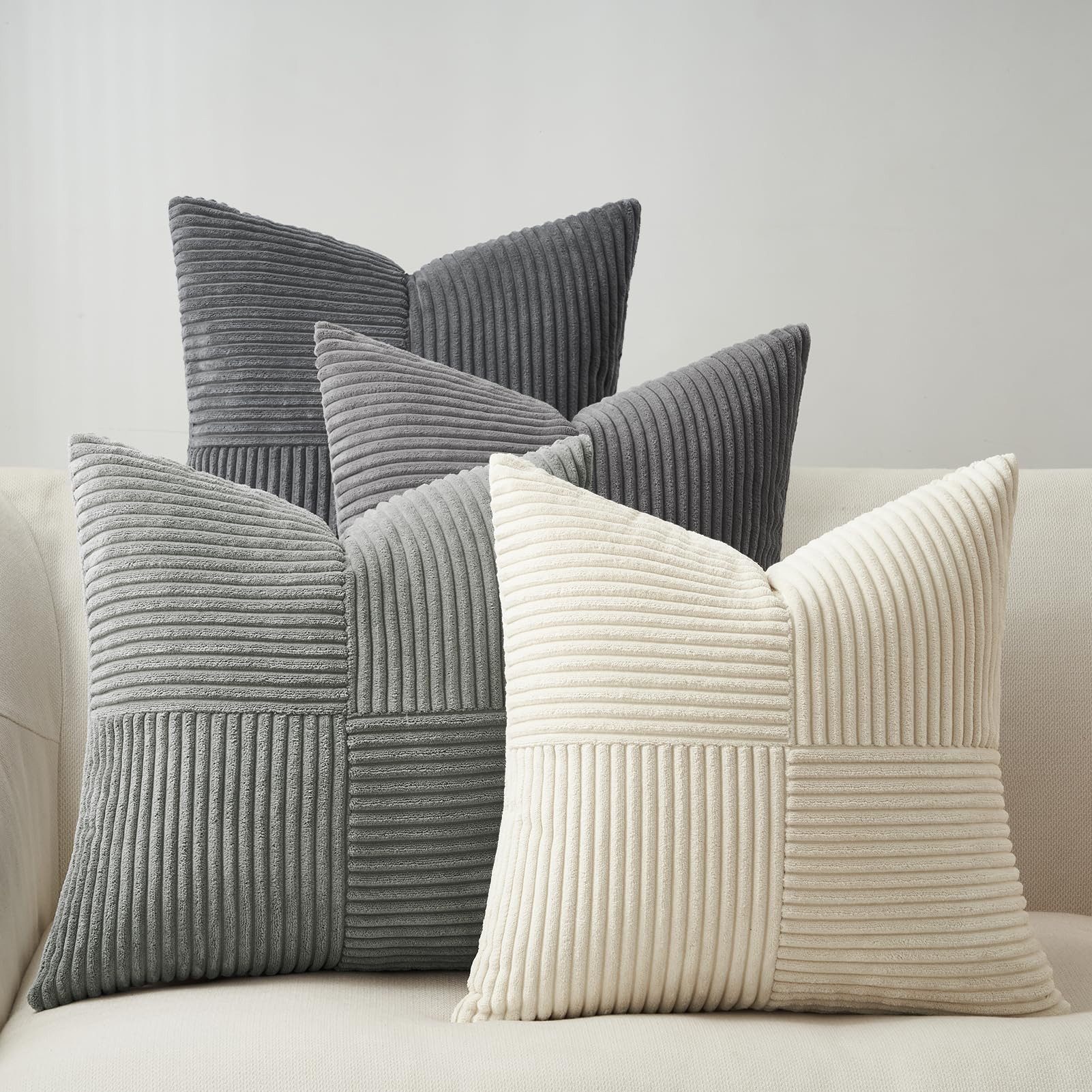 Topfinel Kissenbezug 40x40 4er set Kissenbezüge 50x50 Kordsamt mit Streifen günstig online kaufen
