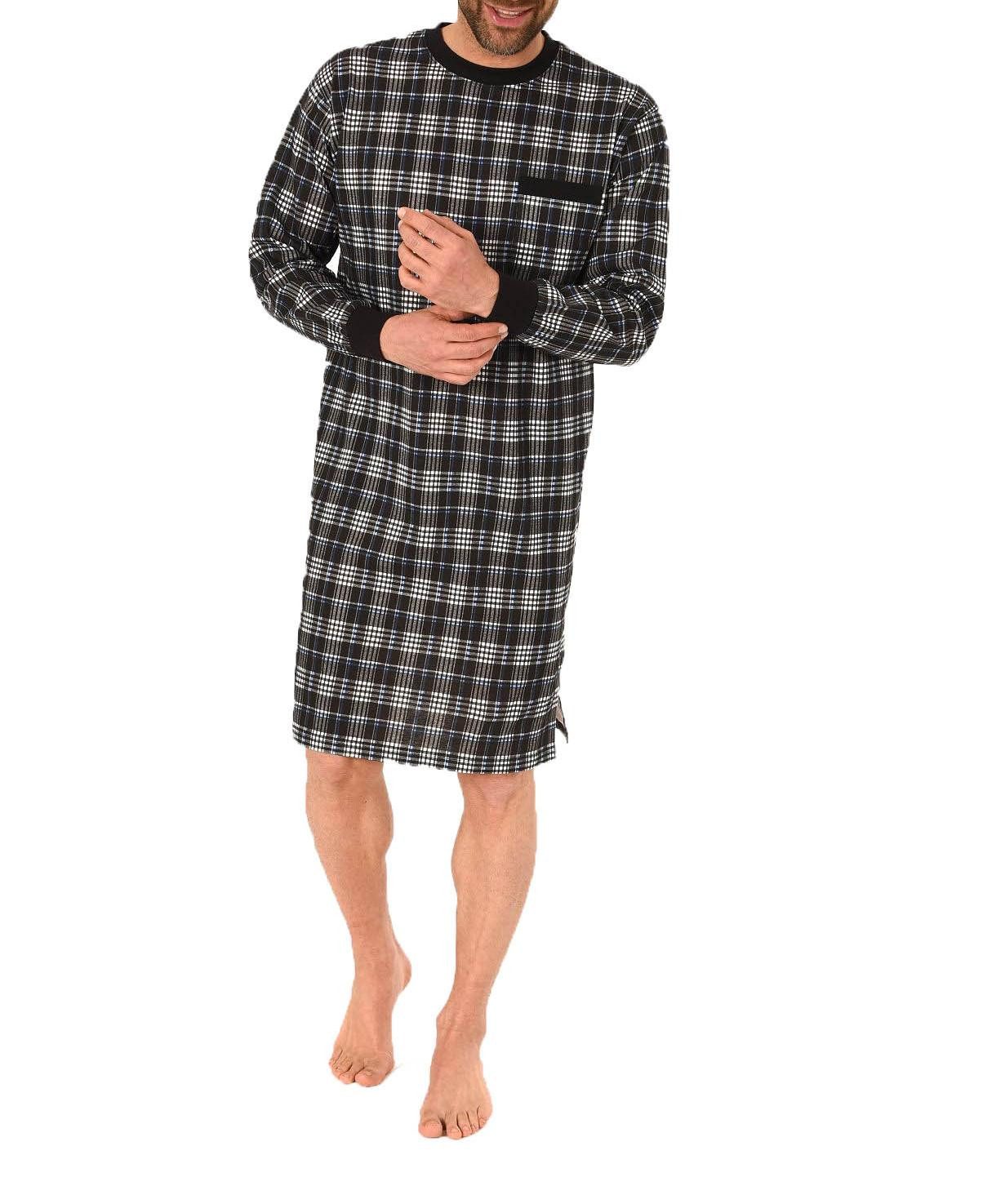 Pyjama Herren Nachthemd langarm mit Bündchen- auch in Übergrößen bis Grösse