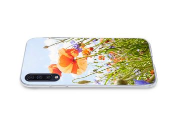 MuchoWow Handyhülle Blumen - Mohn - Frühling - Natur - Rot - Blau, Handyhülle Samsung Galaxy A30s, Smartphone-Bumper, Print, Handy