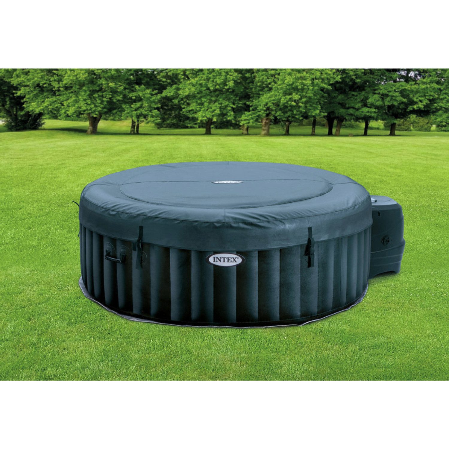 Intex Whirlpool aufblasbar "PureSpa Plus Bubble Massage", aufblasbares Aufstellbecken, inkl. Isolierabdeckung, für bis zu 4 Personen