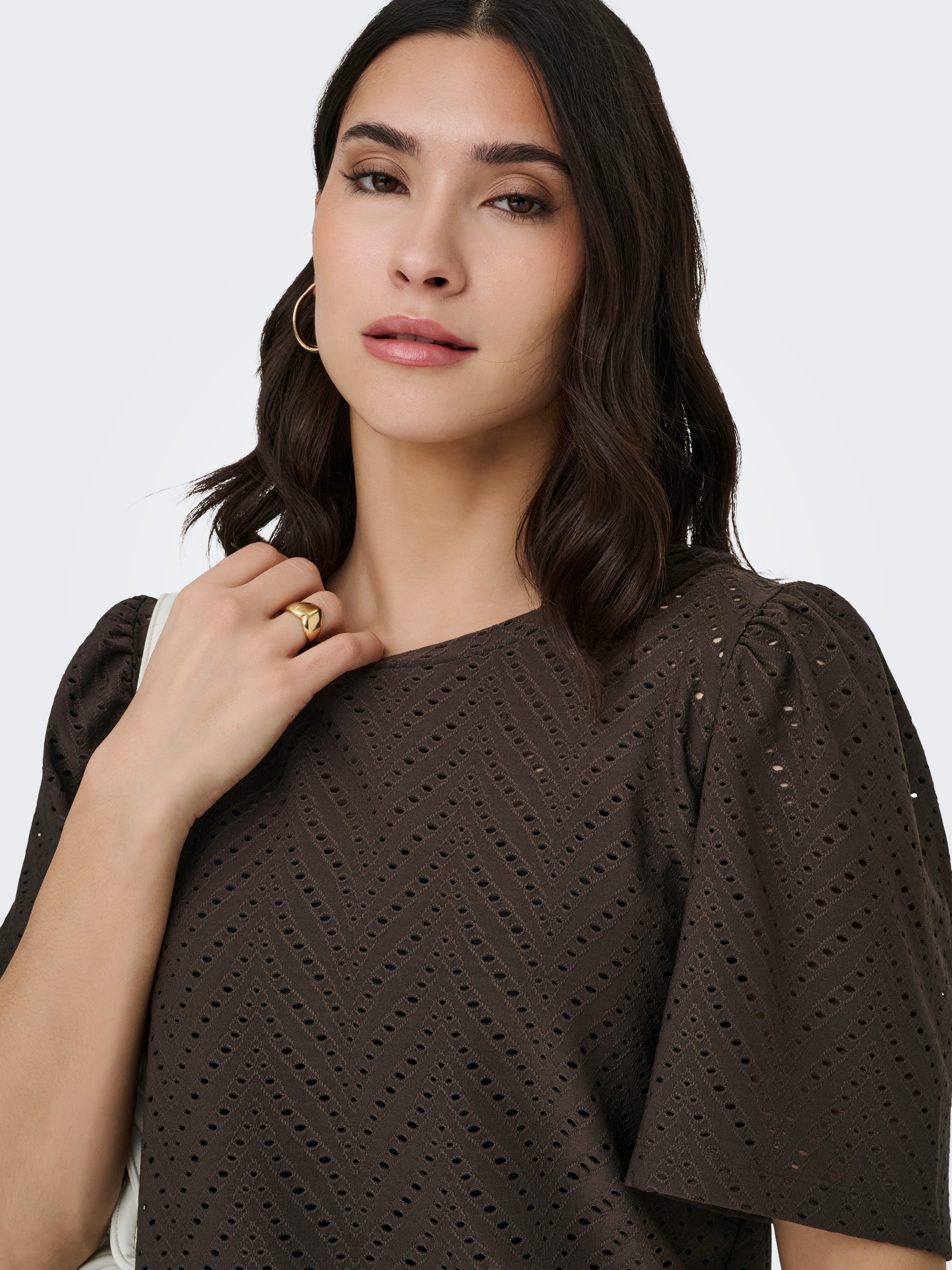 JDY Spitzenshirt JDYCARLA CATHINKA S/S TOP JRS NOOS Kunstfaser, regular fit