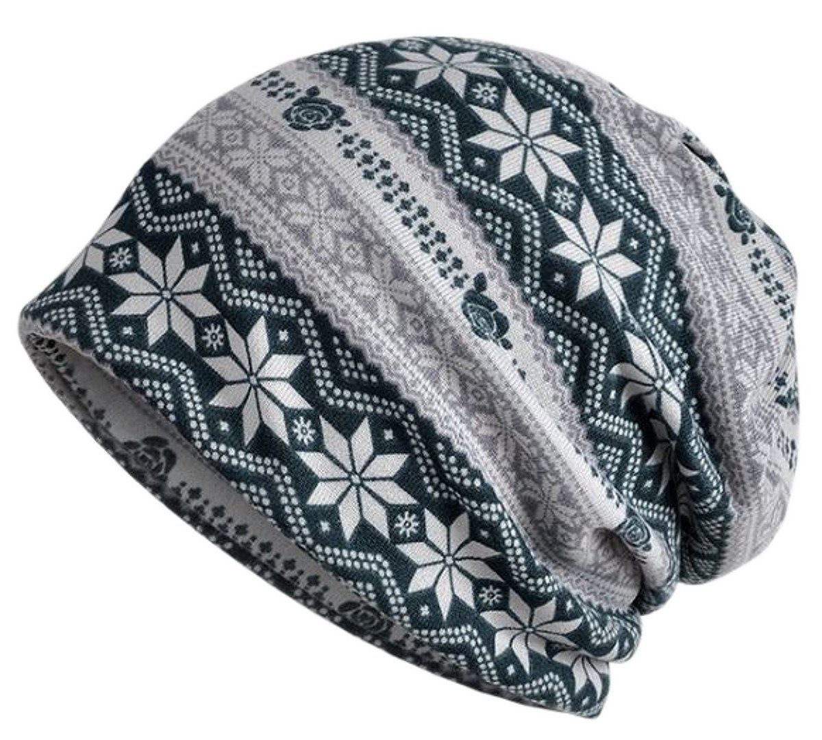 dy_mode Beanie Unisex Mütze Beanie Norwegermuster Slouch Longbeanie weich und leicht