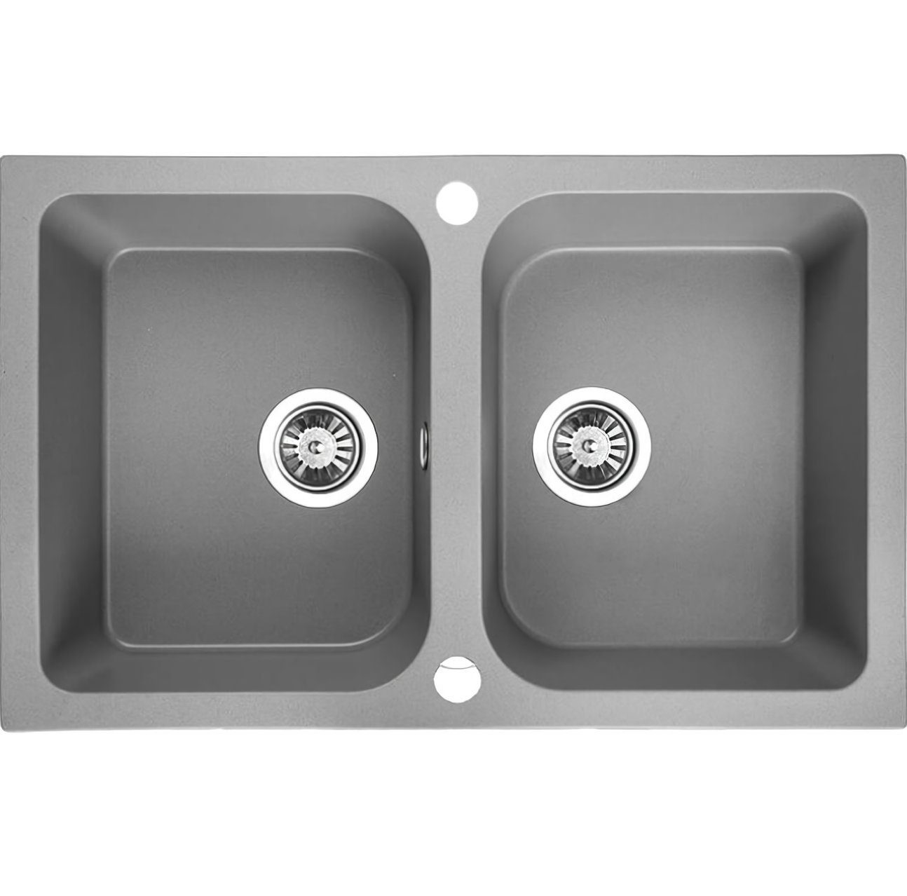 KOLMAN Küchenspüle Doppelbecken Celia Granitspüle, Rechteckig, 48/76 cm, Grau, Space Saving Siphon GRATIS