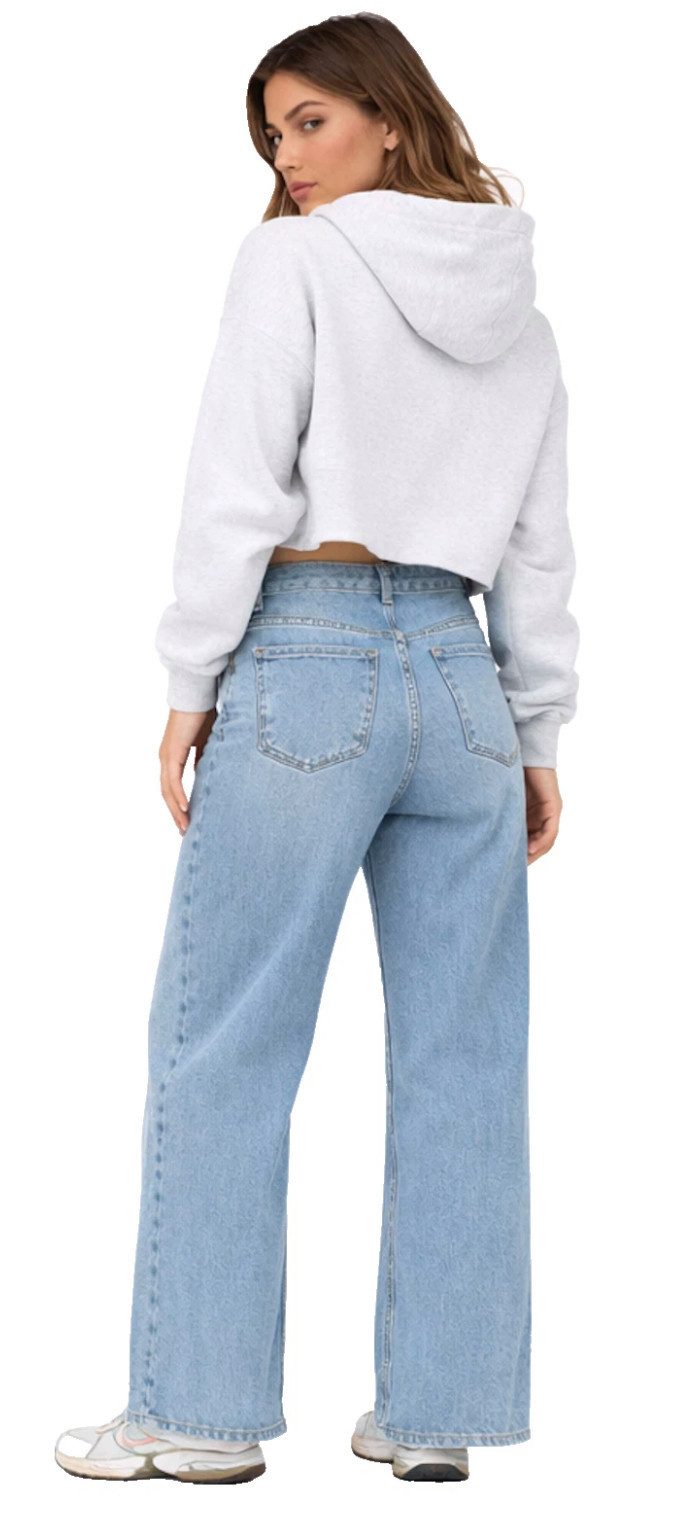 ONLY Bootcut-Jeans ONLMADISON Damen Jeans Wide Leg High Waist Hellblau Denim 15282975 verleiht jedem Outfit eine zeitgemäße, modische Note.
