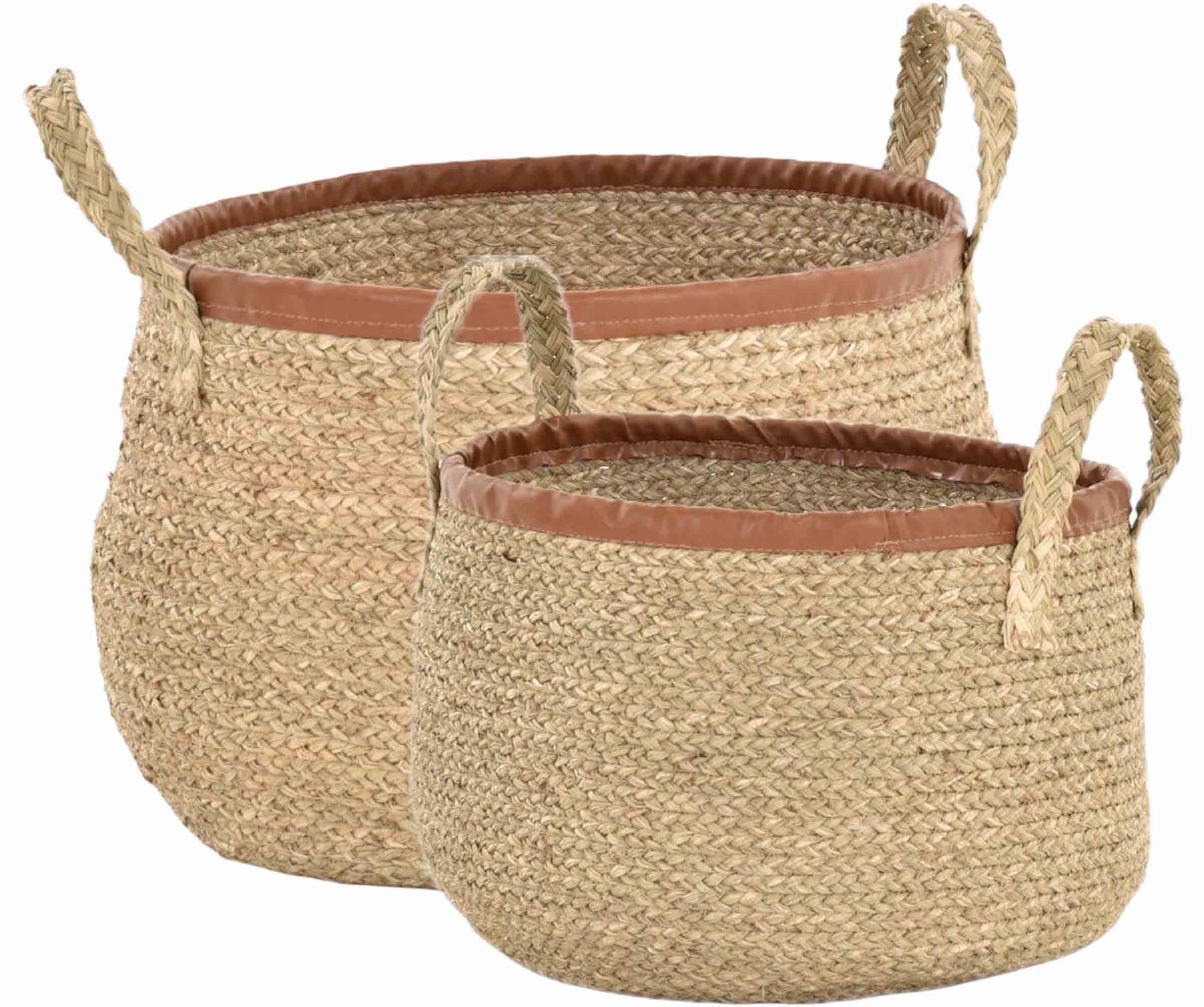 Krines Home Flechtkorb Set/2 Natur Seegras Deko Korb Aufbewahrung (Natur, Set/2 Rund) (2 St., 2x Körbe), Dekokörbe Flechtkorb mit Griffen