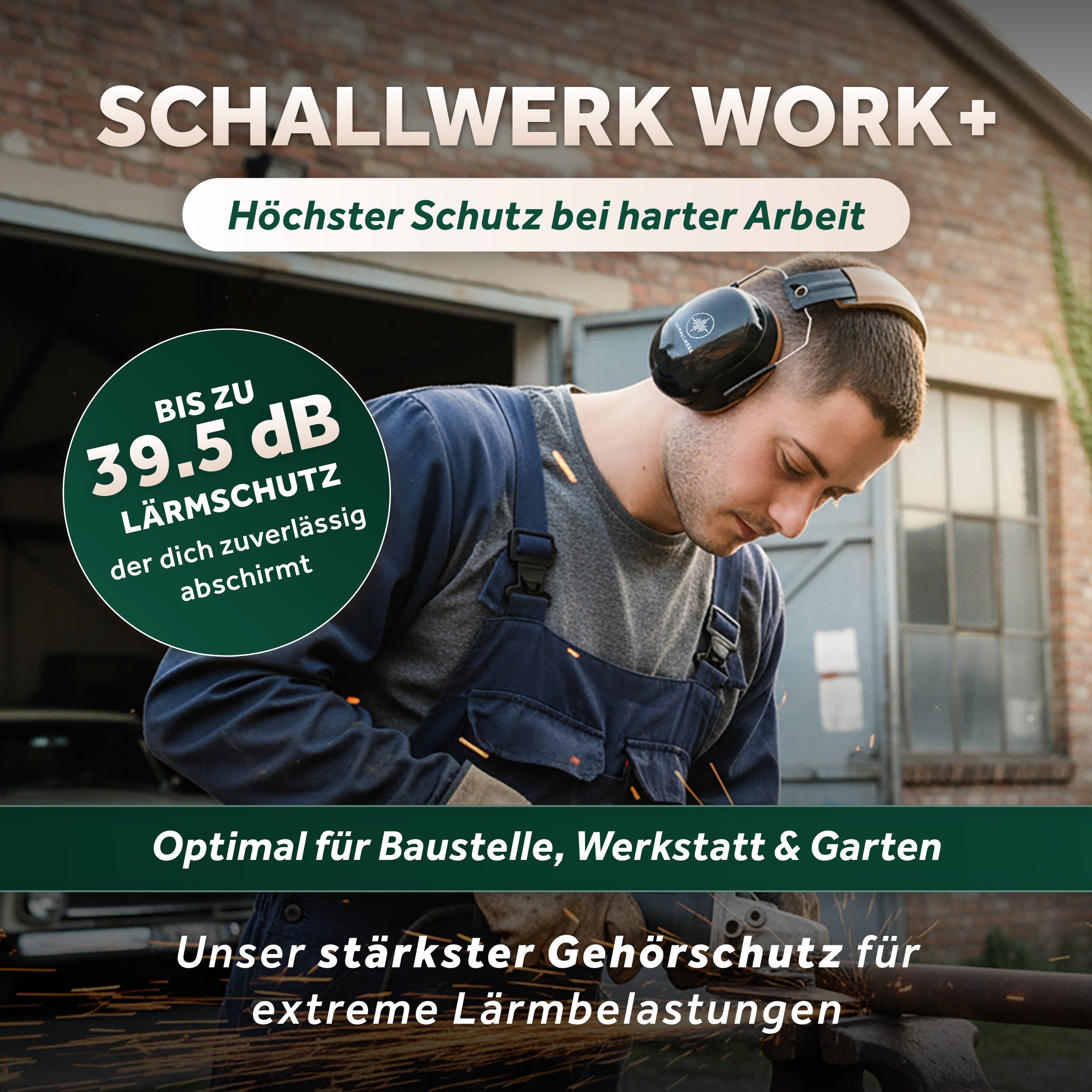 Schallwerk Kapselgehörschutz Arbeitsgehörschutz Work+ größenverstellbar bequemer Sitz, Baustelle, Gartenarbeit, Heimwerken