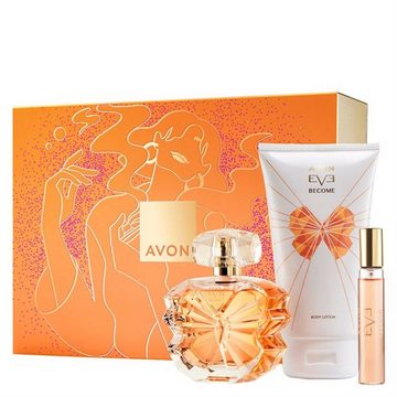 AVON Cosmetics Eau de Parfum Duft Geschenkset EVE BECOME 50 ml Taschenspray 10ml Körpercreme 150ml , 3-tlg., Langanhaltender Duft-Geschenkset, Körperlotion, Taschenspray