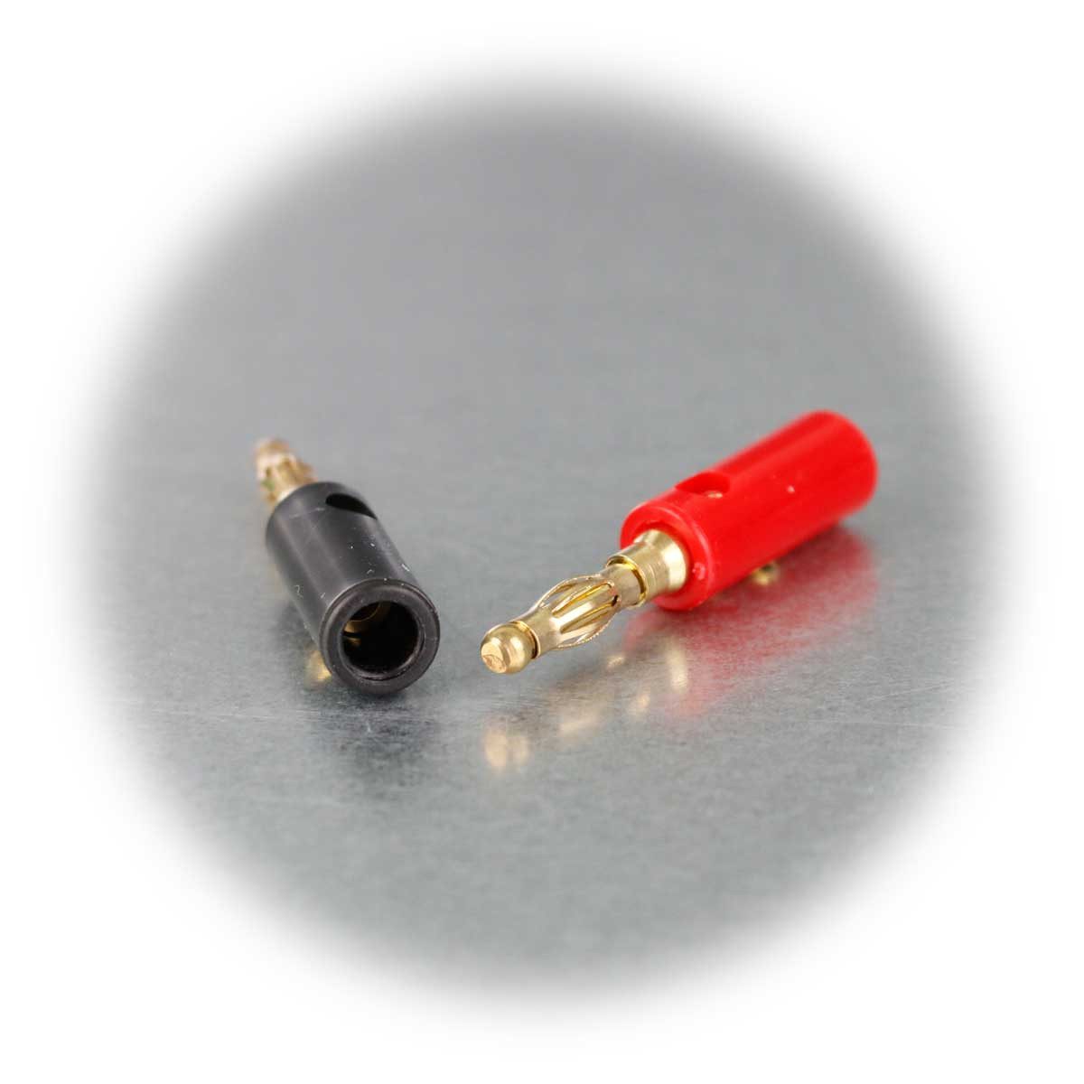 Dynavox Rundstecker Bananenstecker rot / schwarz, 4er-Set, Kunststoff