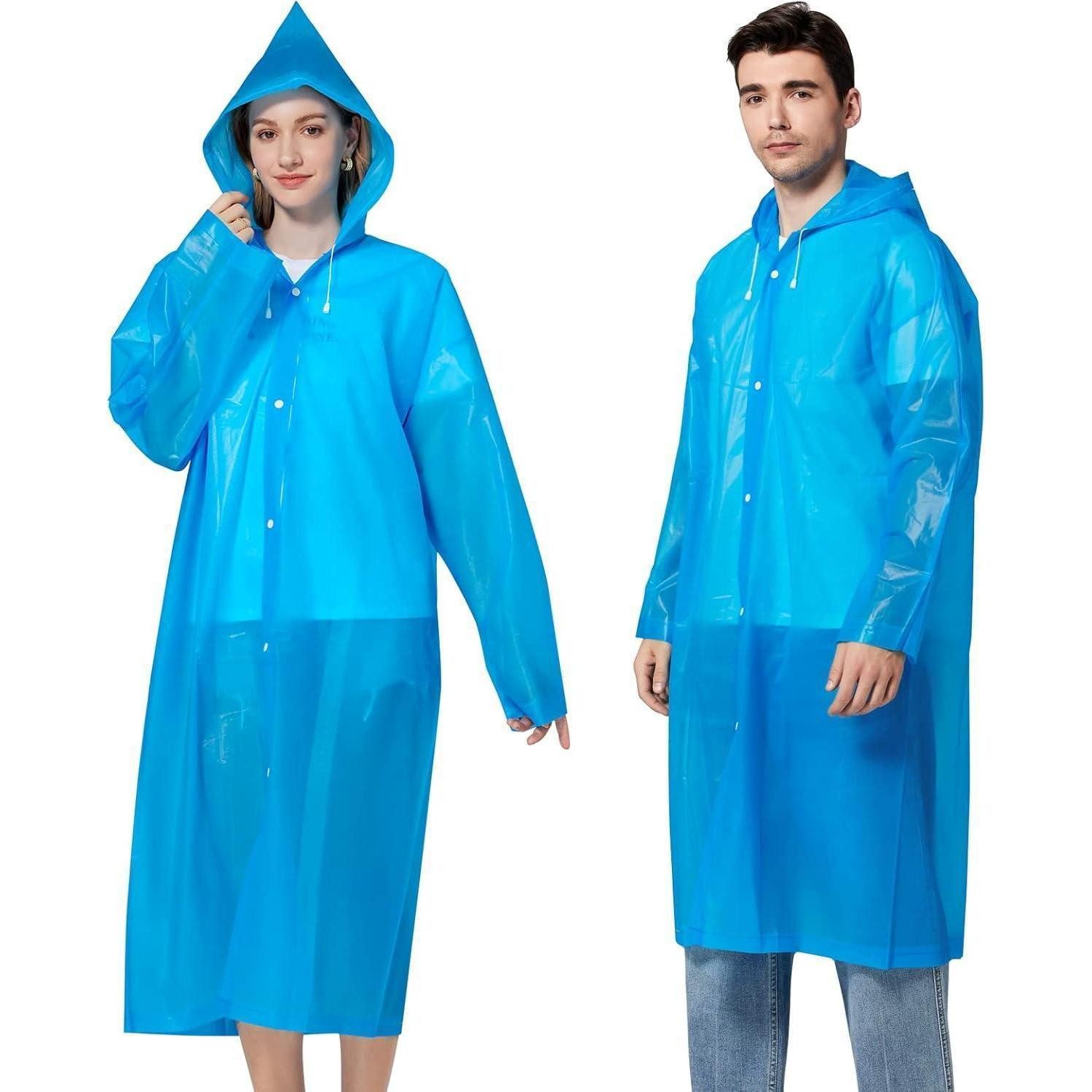 LuxusKollektion Regenmantel Regenponcho Damen Herren Wasserdicht Kapuze Faltbar Blau-Erwachsener