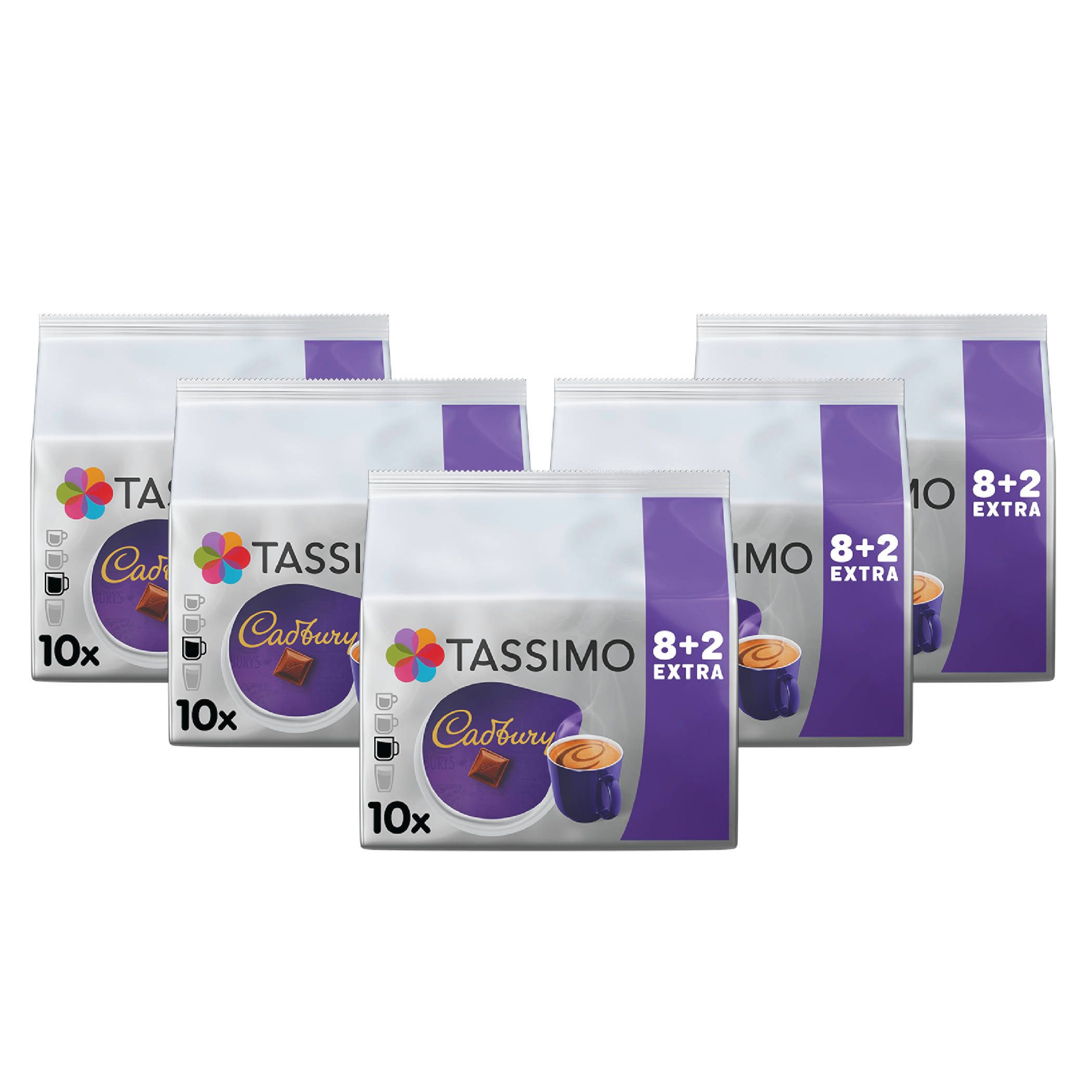 TASSIMO Kaffee Kapseln Cadbury Hot Chocolate T Discs 5 x 10 Schokoladenkapseln, 800 g, (Packung, 5er Pack)