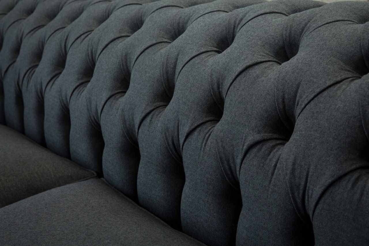 Polster, Sofa Europe Chesterfield Made 4 Textil Sitzer Sofa Couch Schwarzes JVmoebel Designer in