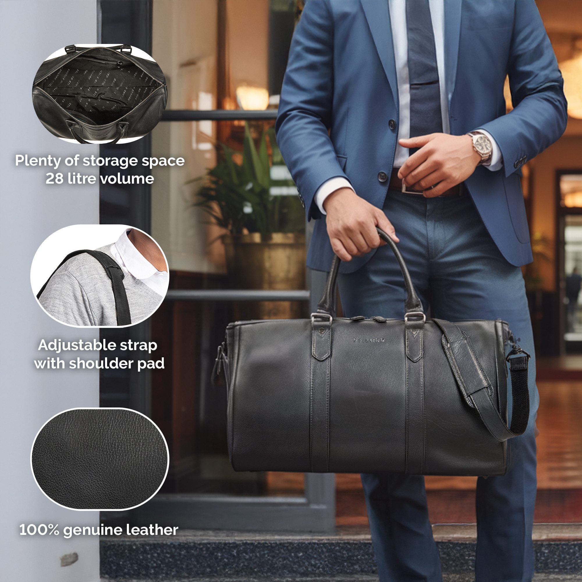 STILORD Weekender "Santiago" Vintage Reisetasche Leder 28L für Damen & Herren