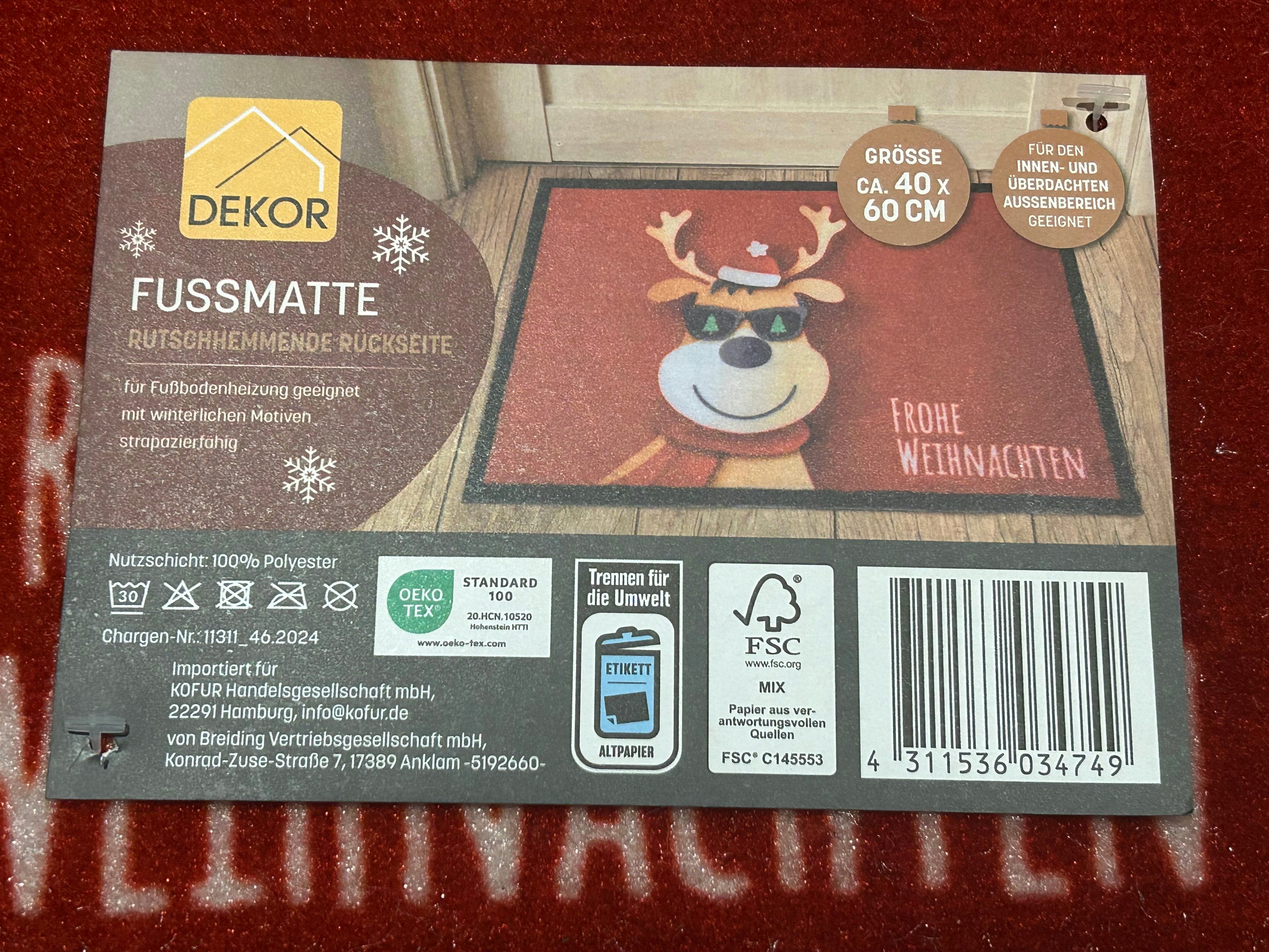 Kofur Handelsgesellschaft mbH Fußmatte Fussmatte Weihnachten günstig online kaufen