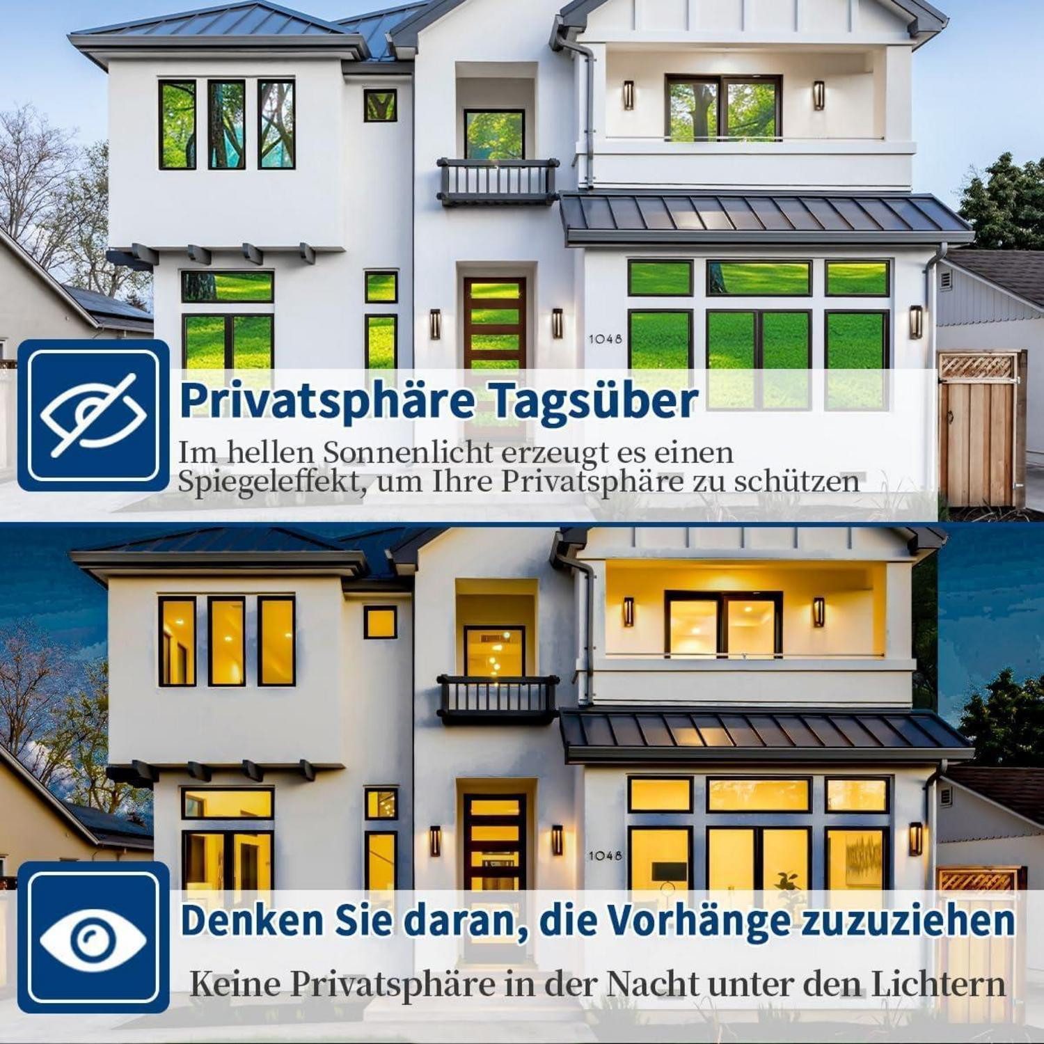LuxusKollektion Sonnenschutz-Fensterfolie Fensterfolie Spiegelfolie Sichtschutz 90 x 400 cm Silber Spiegelfolie – Bild 4 von 5
