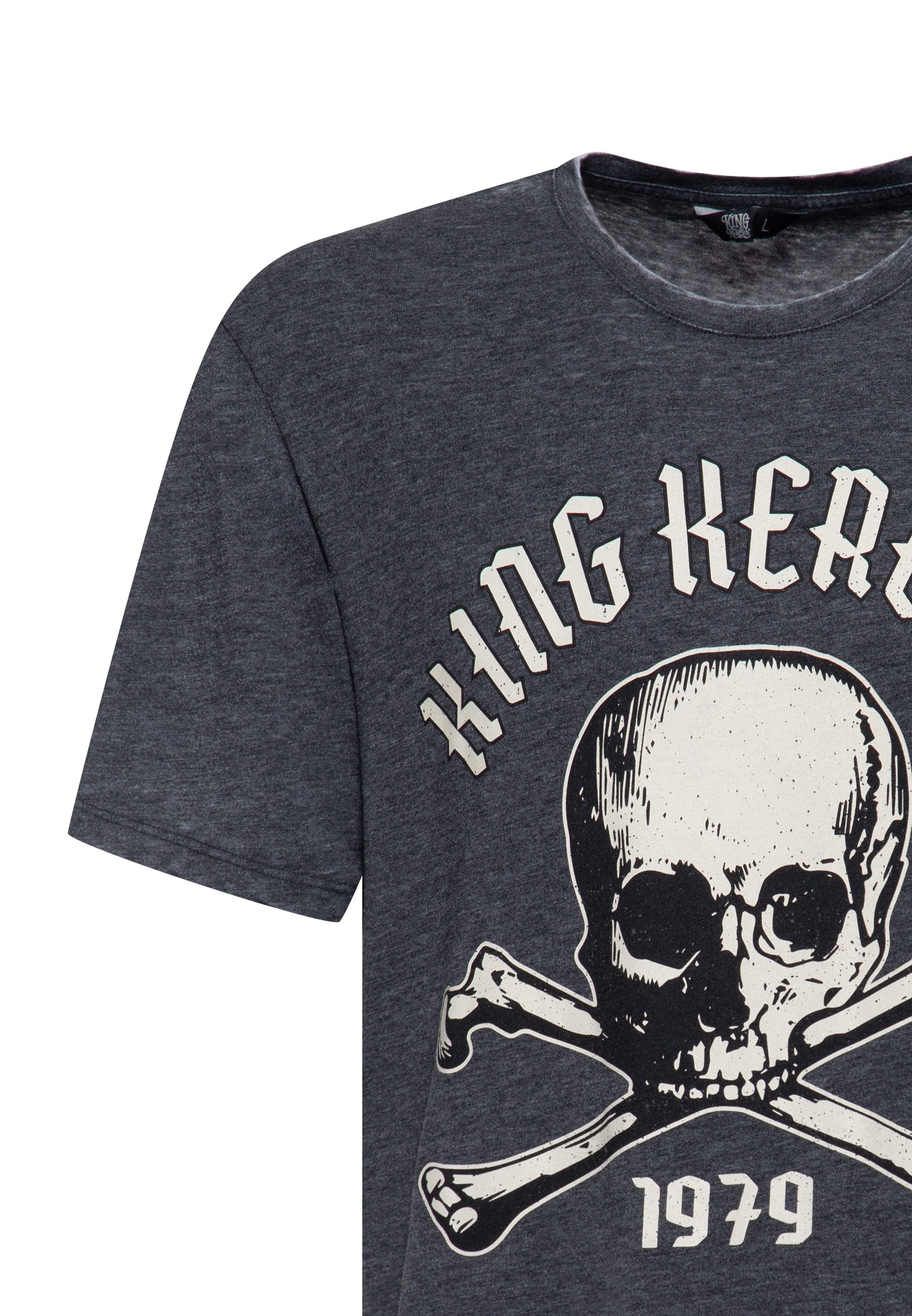 KingKerosin Print-Shirt Skull 1979 (1-tlg) im Used Look