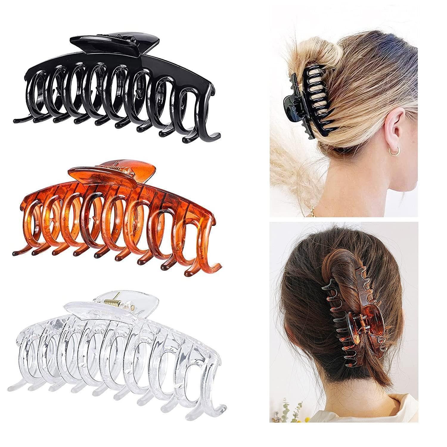LuxusKollektion Haarklammer 3 Kunststoff Haar Klaue Clips 11 cm Schwarz Braun Kristall