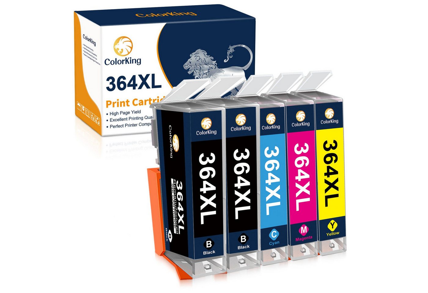 ColorKing 5er Kompatibel für HP 364XL 364 XL Tintenpatrone (Officejet 4610 4620 4622, Deskjet D5445 5460 5463 5468, 5-tlg., HP Photosmart D5445 D5460 D7500 D7560 C510A 5510 5514 5515 5520 5522)