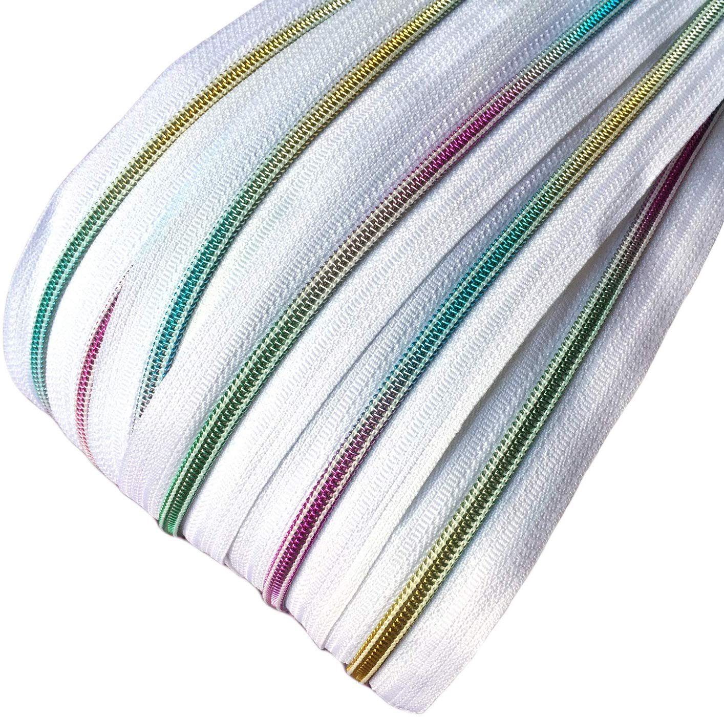 Schnoschi Reißverschluss 6 m endlos Reißverschluss Regenbogen effekt 5 mm Laufschiene + Zipper, Regenbogeneffekt der Laufschiene