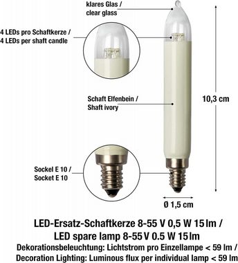 Hellum LED-Leuchtmittel 2 x LED-Schaftkerze E10 12-16V 0,6W