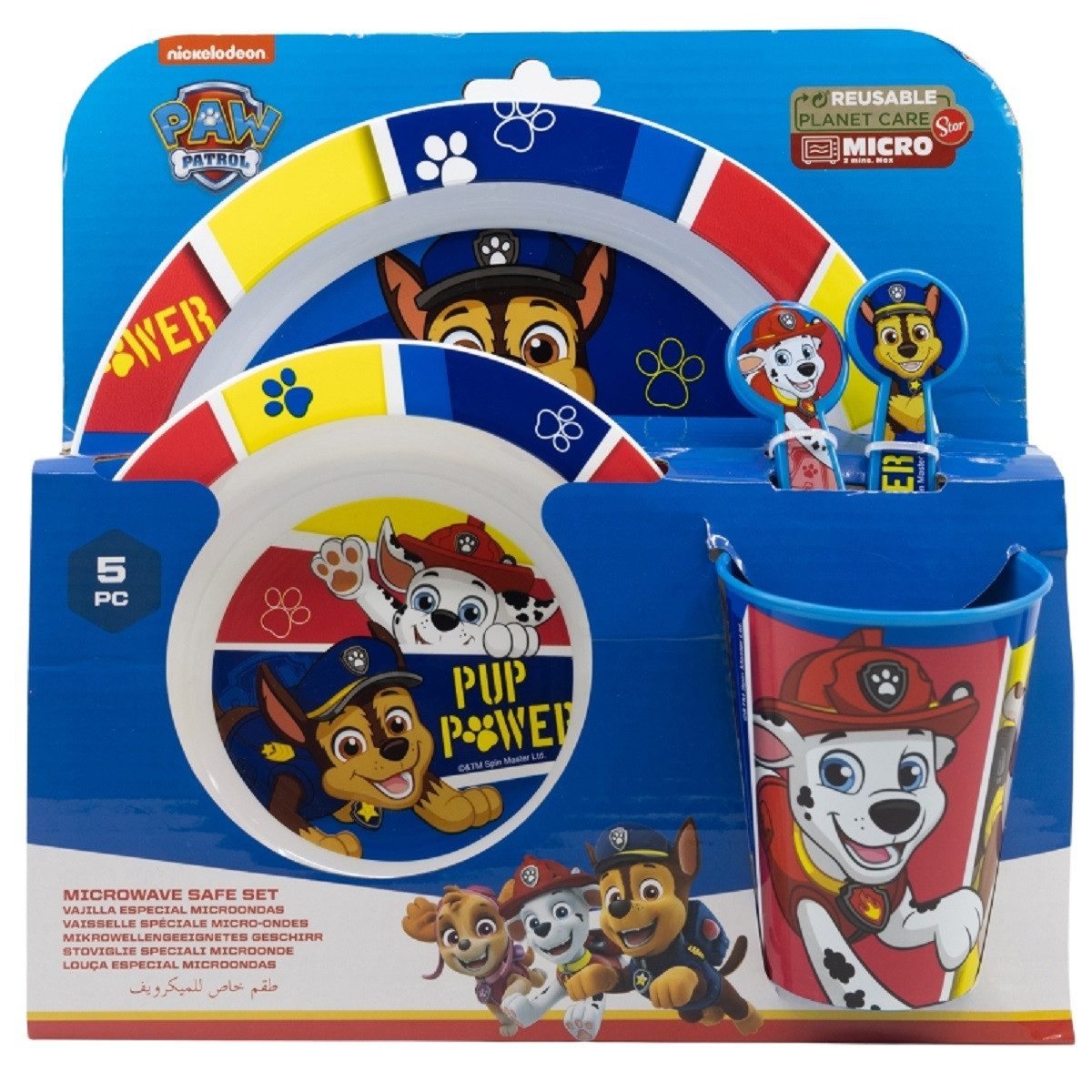 PAW PATROL Frühstücks-Set Mikrowellengeeignet 5-teiliges Kindergeschirr mit rutschfestem Boden