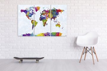 Close Up Leinwandbild Weltkarte Watercolor World Map Michael Tompsett Canvas