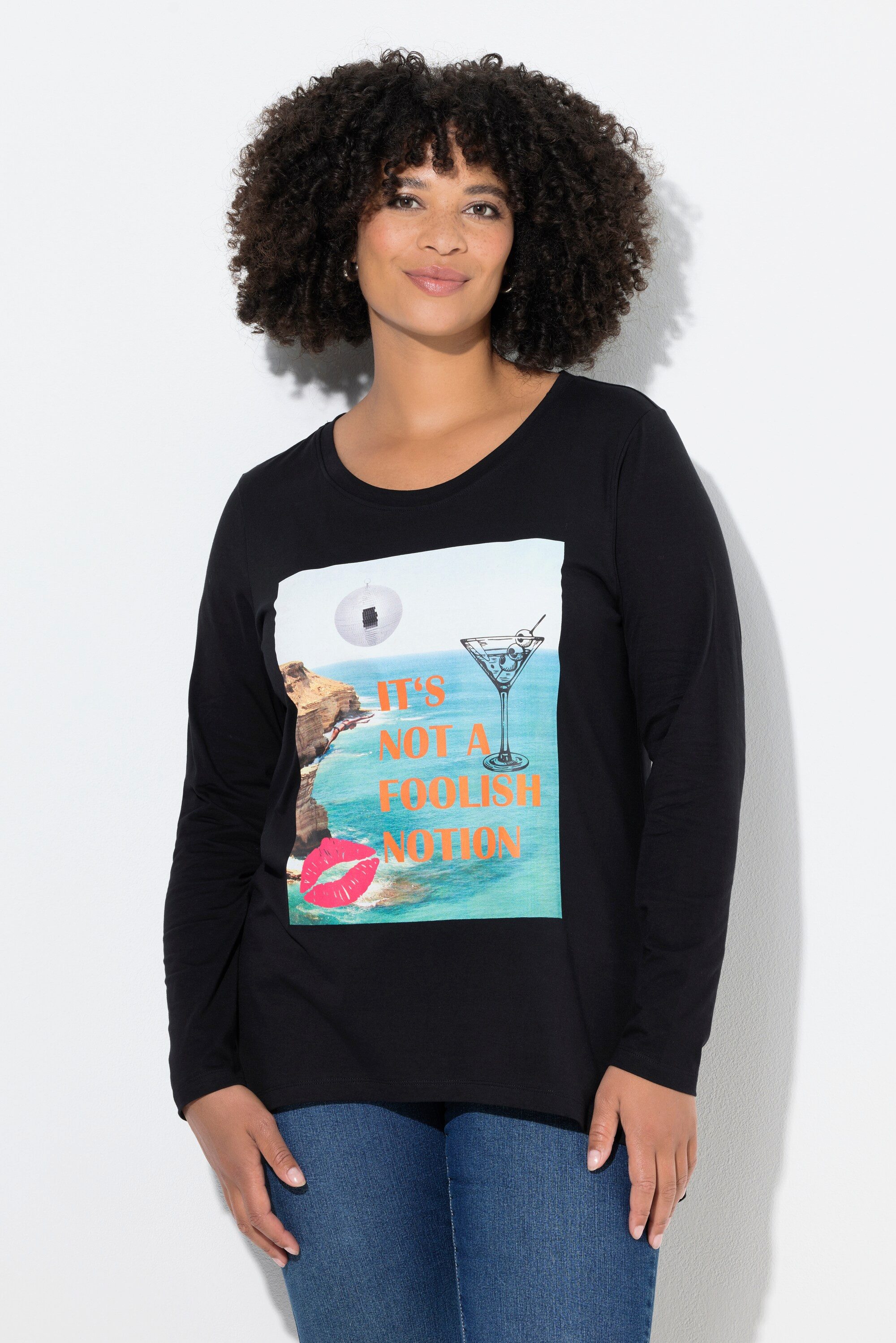 T-Shirt Langarmshirt A-Linie Holiday-Motiv Statement