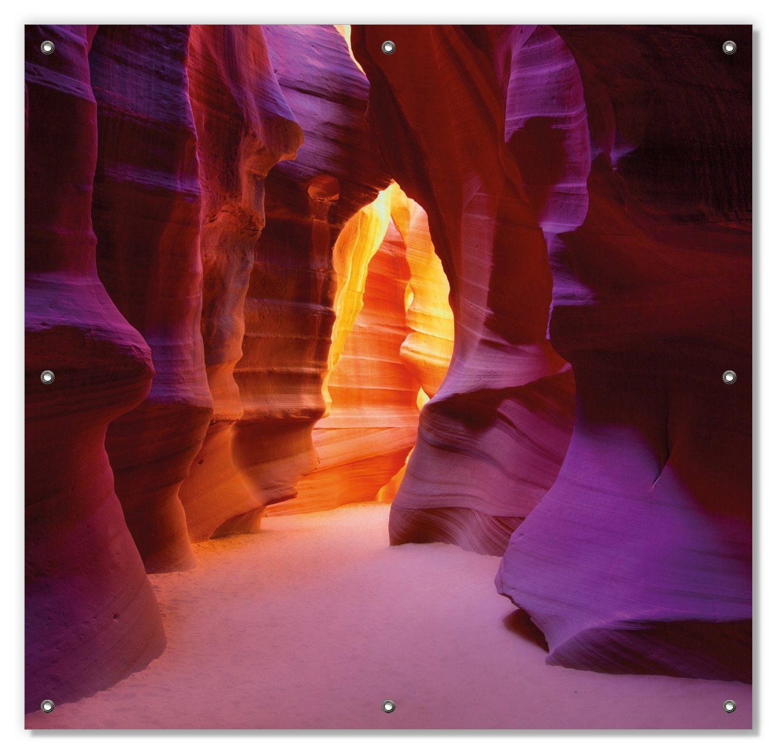 Sonnenschutz Felsschlucht in Arizona USA - orange und violett, Wallario, blickdicht, mit Saugnäpfen, wiederablösbar und wiederverwendbar