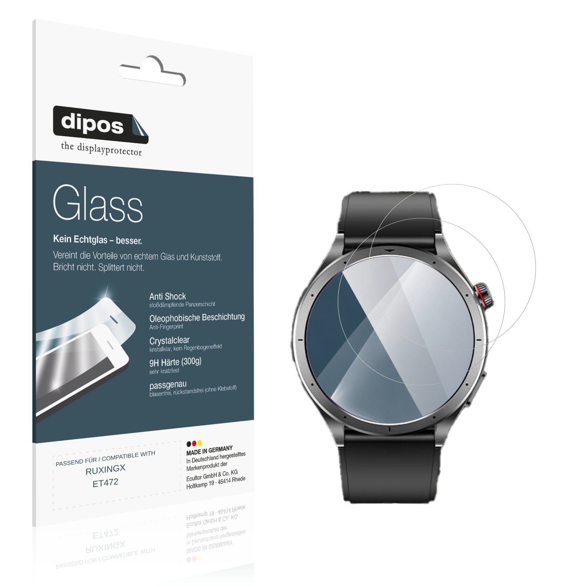 dipos Displayschutzfolie Schutzfolie für RUXINGX ET472, 2 Stück, Displayschutz Schutz Folie Made in Germany