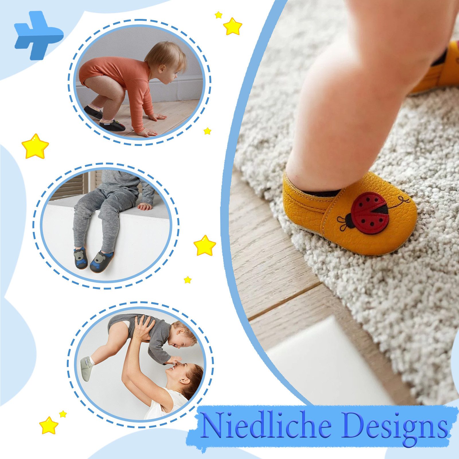 Yihakids Yihakids Baby Lauflernschuhe – Weiche Lederpuschen, Rutschfest Krabbelschuh – Bild 5 von 5