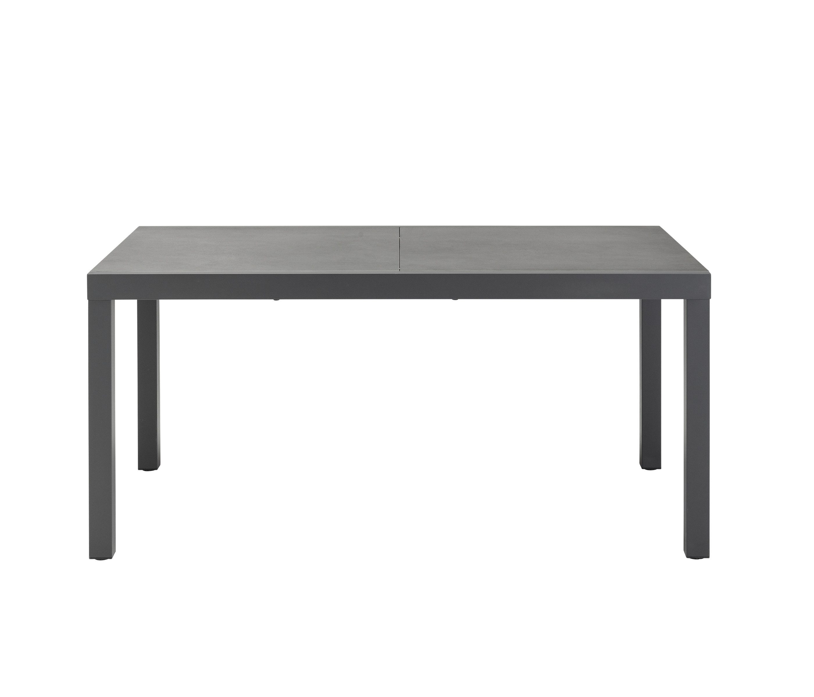 Dehner Gartentisch Ausziehtisch Chicago Dark, 160 / 210 x 90 x 75 cm, dunkelgrau, praktischer Ausziehtisch mit Alugestell und kratzfester Stein Platte