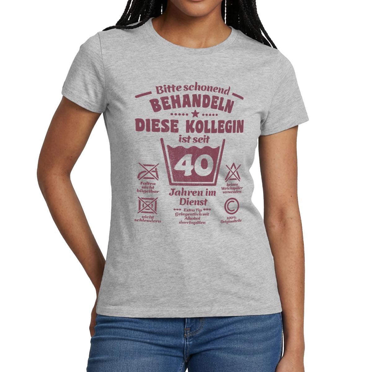 T-Shirt Kollegin 40 Jahre Dienst, Schonend Behandeln Dienstjubiläum Frauen T-