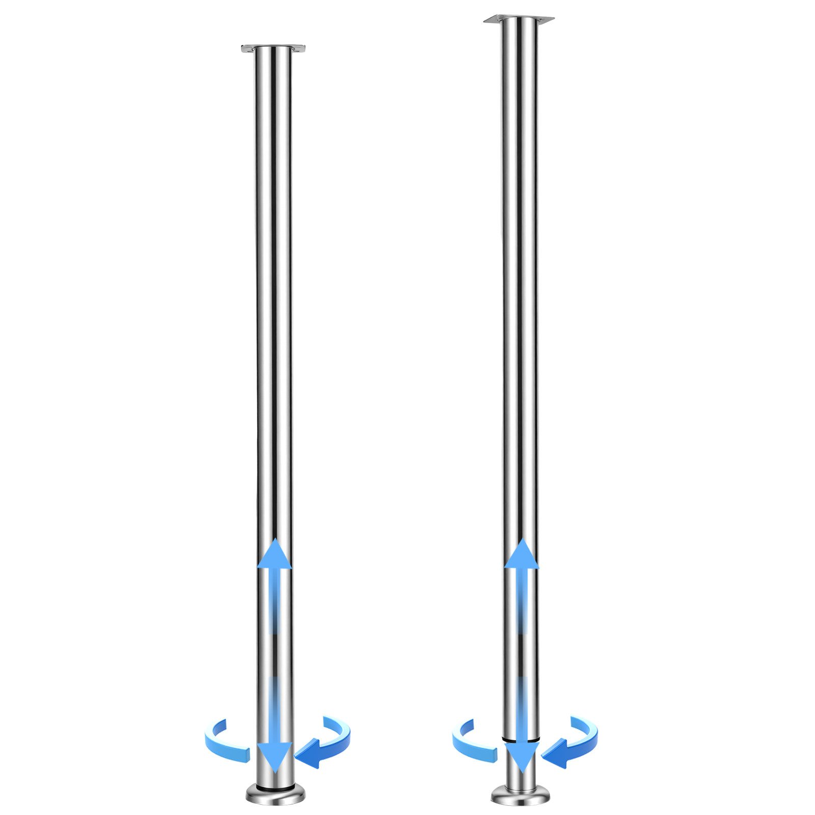 BlingBin Möbelfuß Höhenverstellbare Tischbeine Edelstahl, rutschfest, robust & langlebig, (2er Set, 2-St., Verstellbare Tischbeine 720–1100 mm, Ø50 mm), Möbelbeine zur Erhöhung von Küchentischen