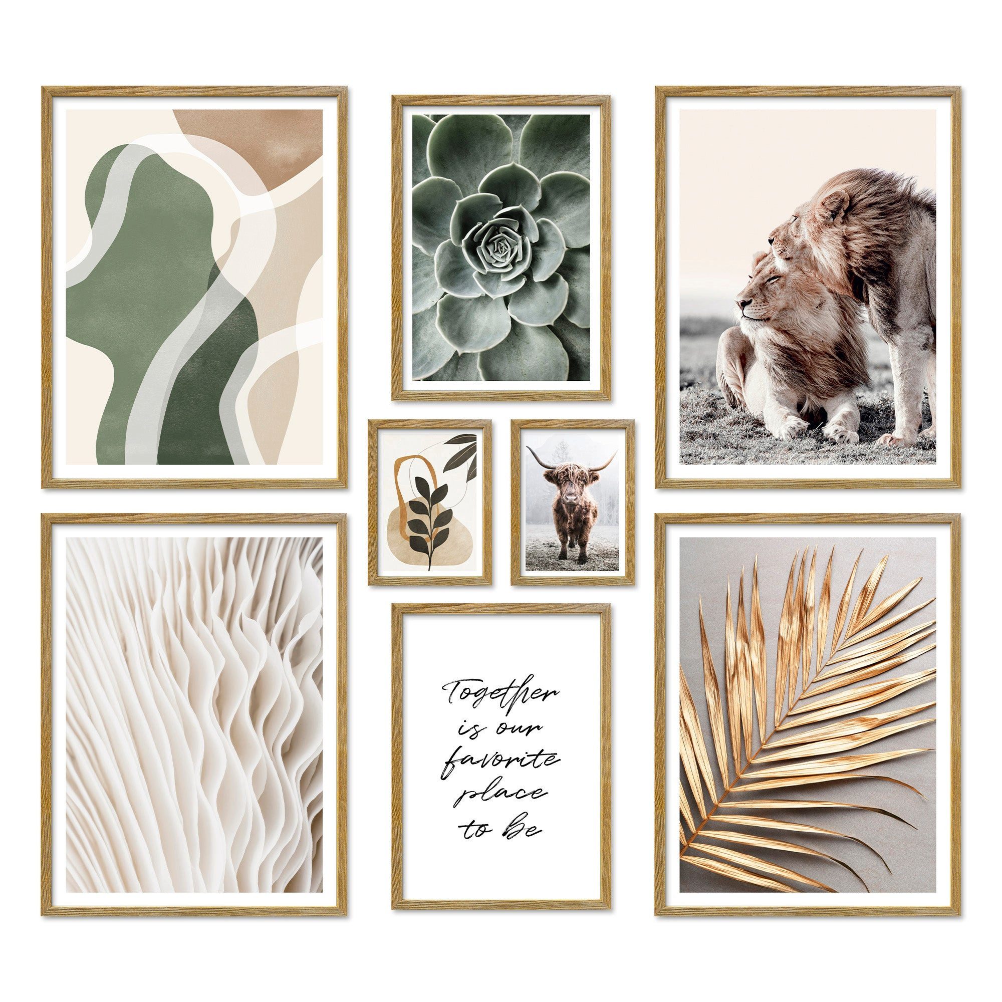 ARTFAVES Bilder-Collage Poster Set Abstract Nature I mehrteilige Bilderwand I Wandbilder Beige, (Wandbilder modern, 8 St)