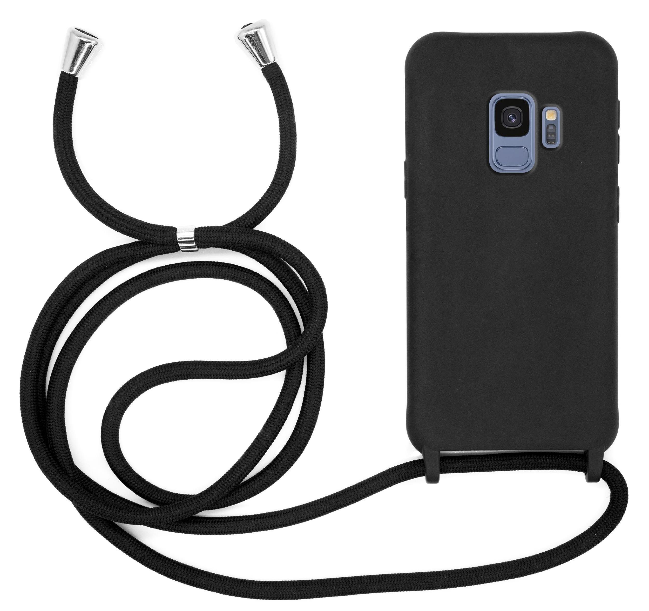 MyGadget Handyhülle Handykette, für Samsung Galaxy S9 TPU Hülle mit Band -  Handyhülle mit Handyband zum Umhängen Kordel Schnur Case Schutzhülle -  Schwarz