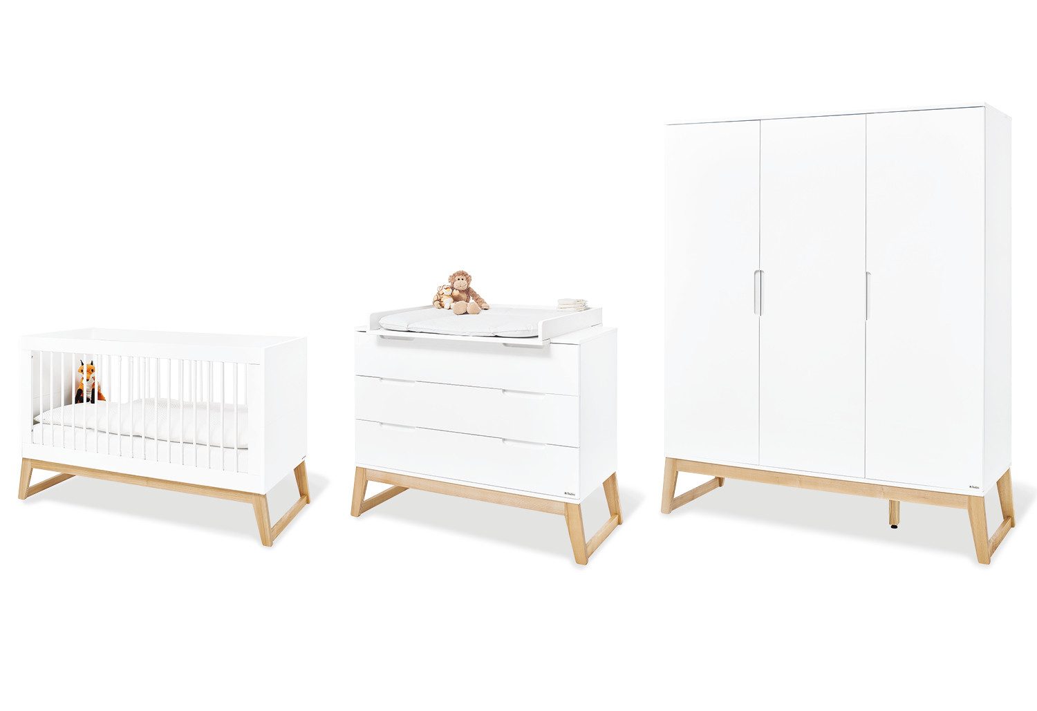 Babymöbel-Set Kinderzimmer-Set 'Bridge' breit groß, 3-tlg.