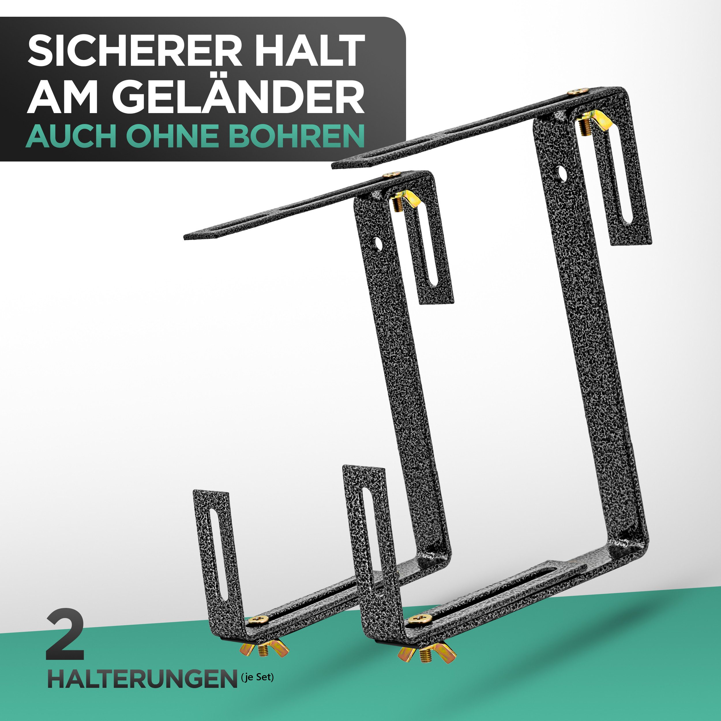 Kamelio Blumenkastenhalter 1x Balkonkasten Halterung Blumenkasten verstellbar, bis 30 kg belastbar, 1-St., 2er Set