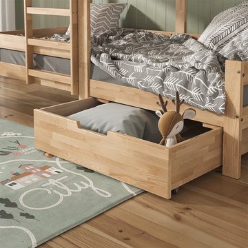 VitaliSpa® Spielbett Teddy Naturholz, 90 x 200 cm mit Schublade