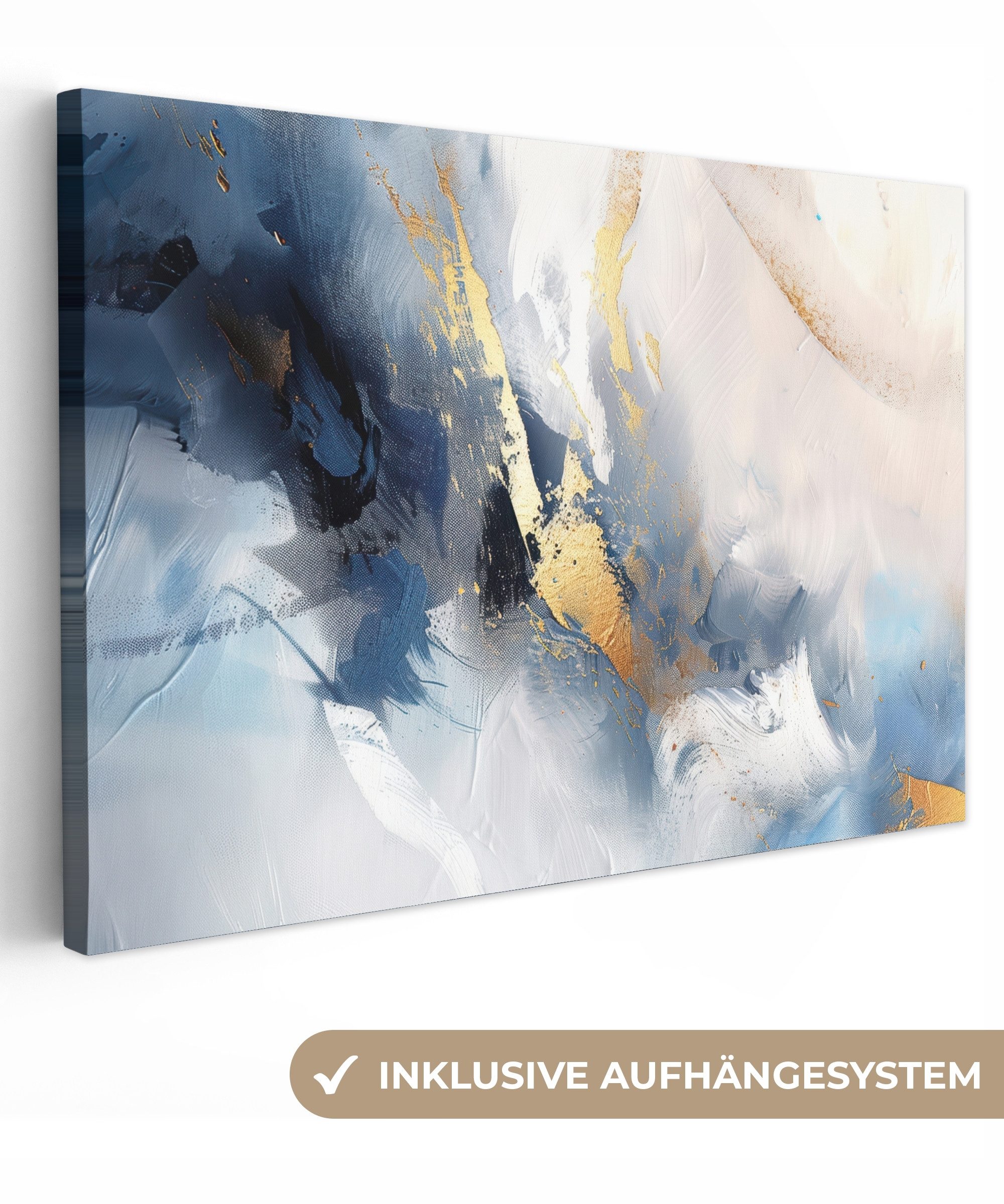 OneMillionCanvasses® Leinwandbild Blau - Modern - Marmor - Abstrakt - Gold, günstig online kaufen