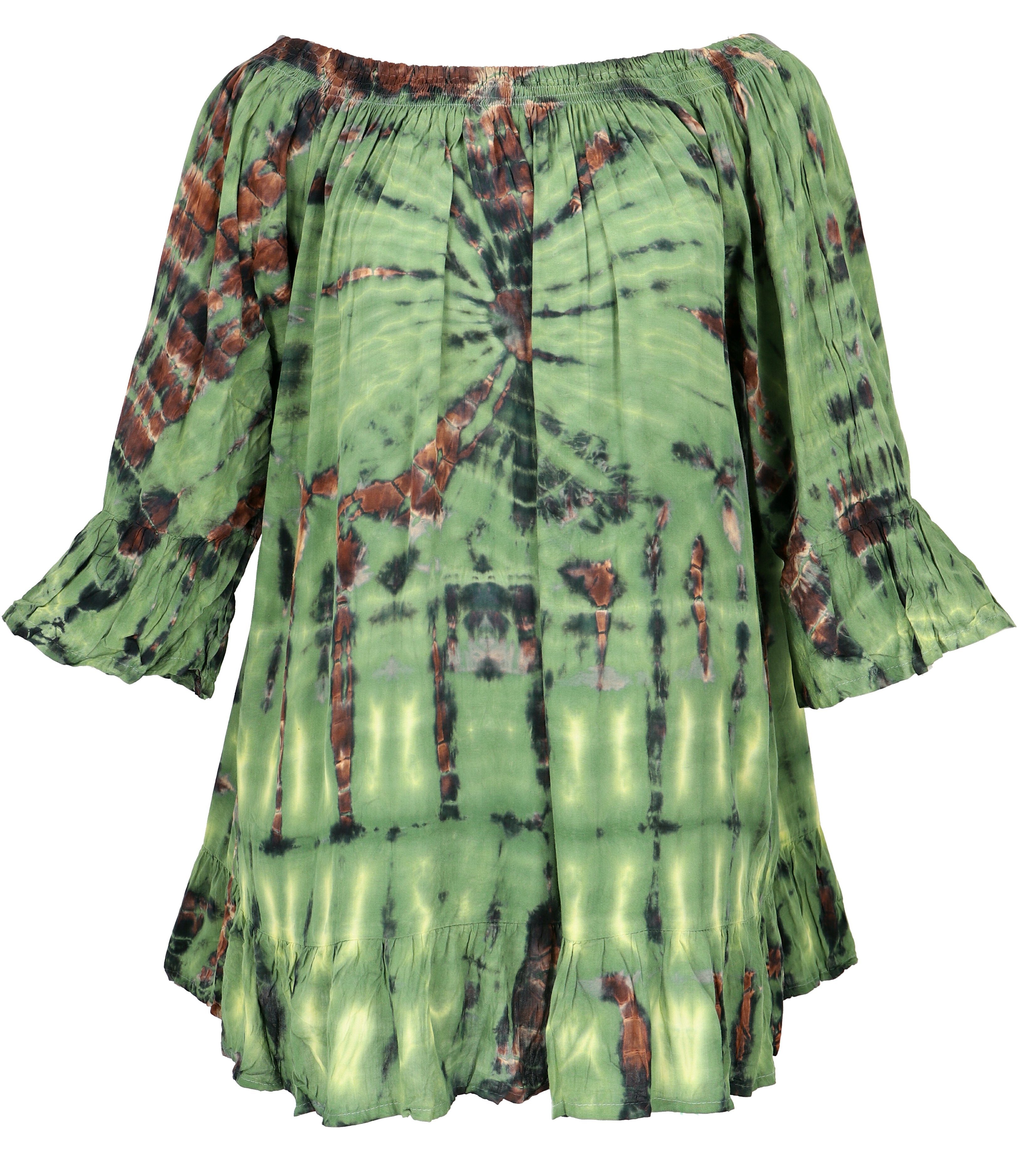 Guru-Shop Midikleid 3/4 Arm Batik Tunika, günstig online kaufen